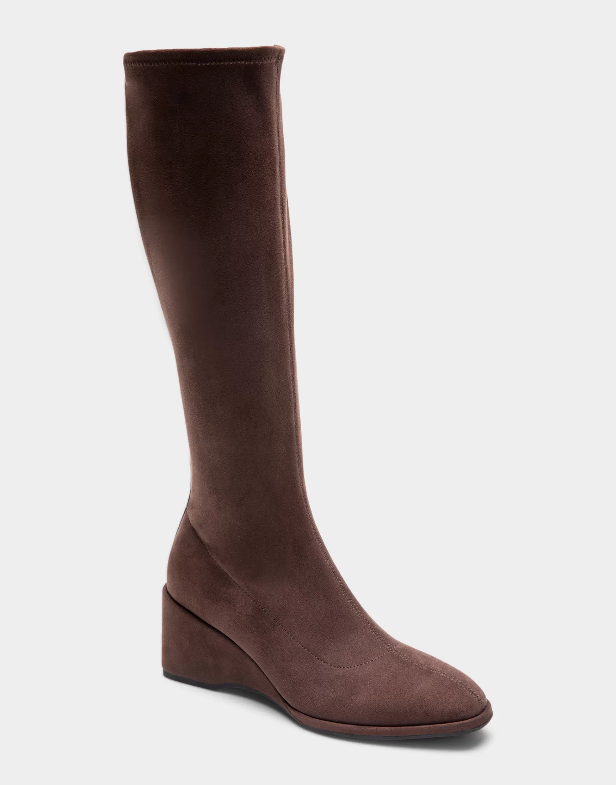 Aerosoles Wedge Boots | Tall Boots*Comfortable Women's Stretch Knee High Sculpted Wedge Boot in Java Faux Suede Faux Suede