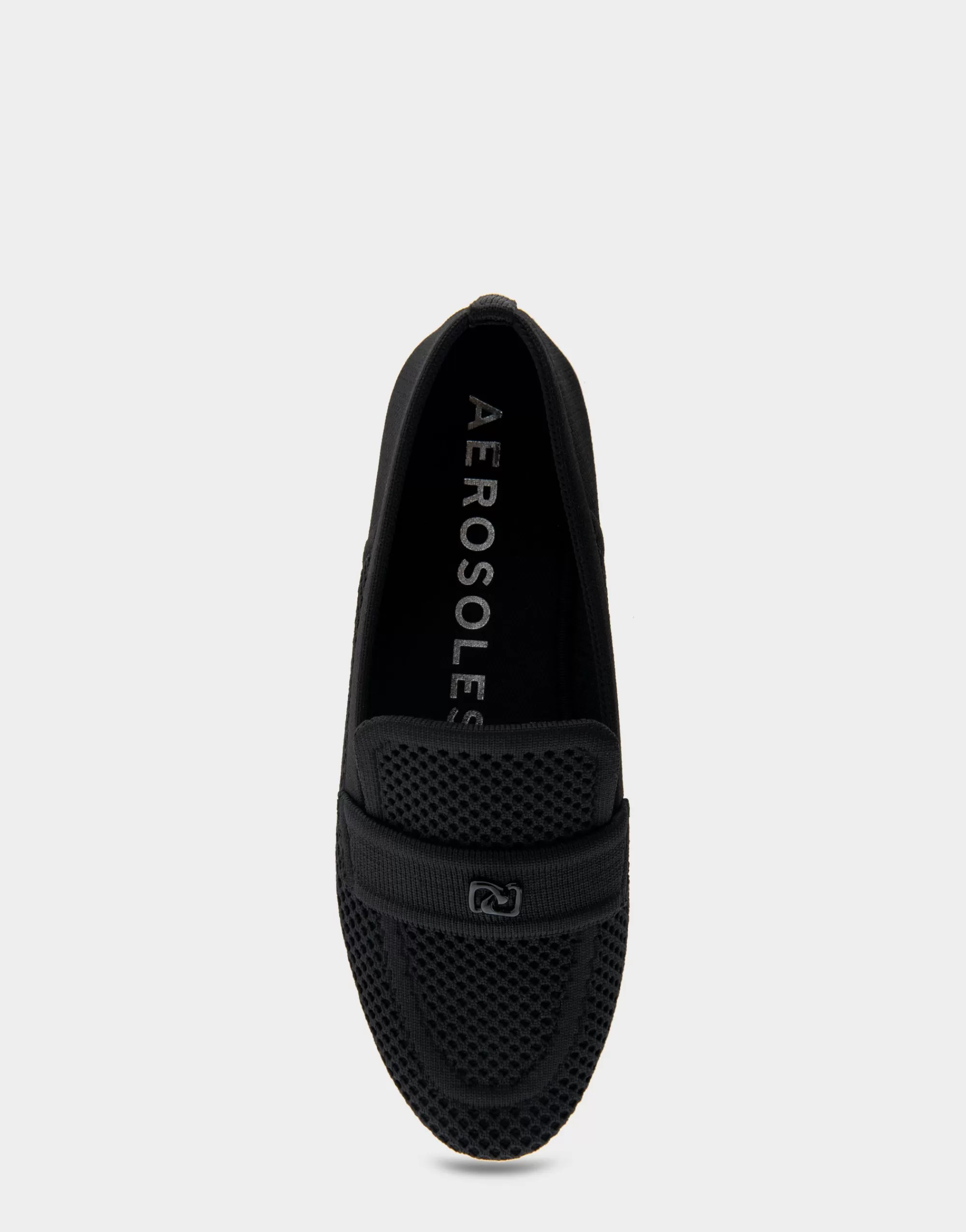 Aerosoles Wide Width Flats | Loafers*Comfortable Women's Stretch Knit Loafer in Black Knit Stretch Flyknit Fabric