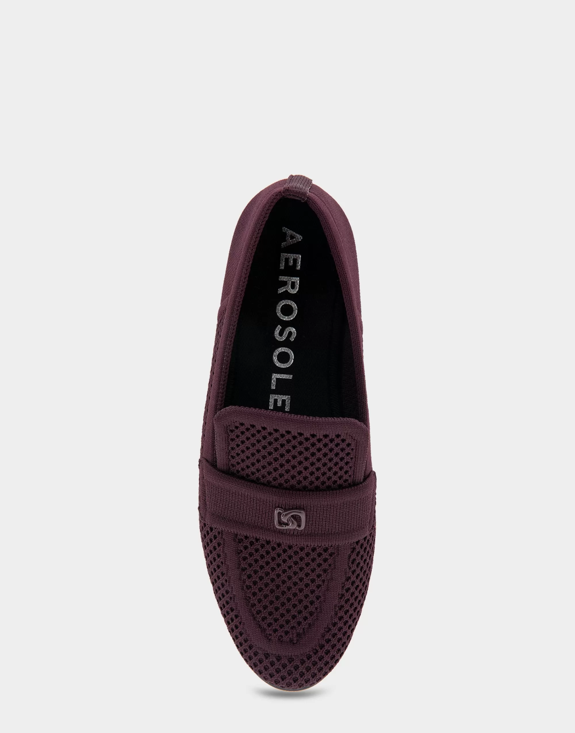 Aerosoles Wide Width Flats | Loafers*Comfortable Women's Stretch Knit Loafer in Deep Aubergine Knit Stretch Flyknit Fabric