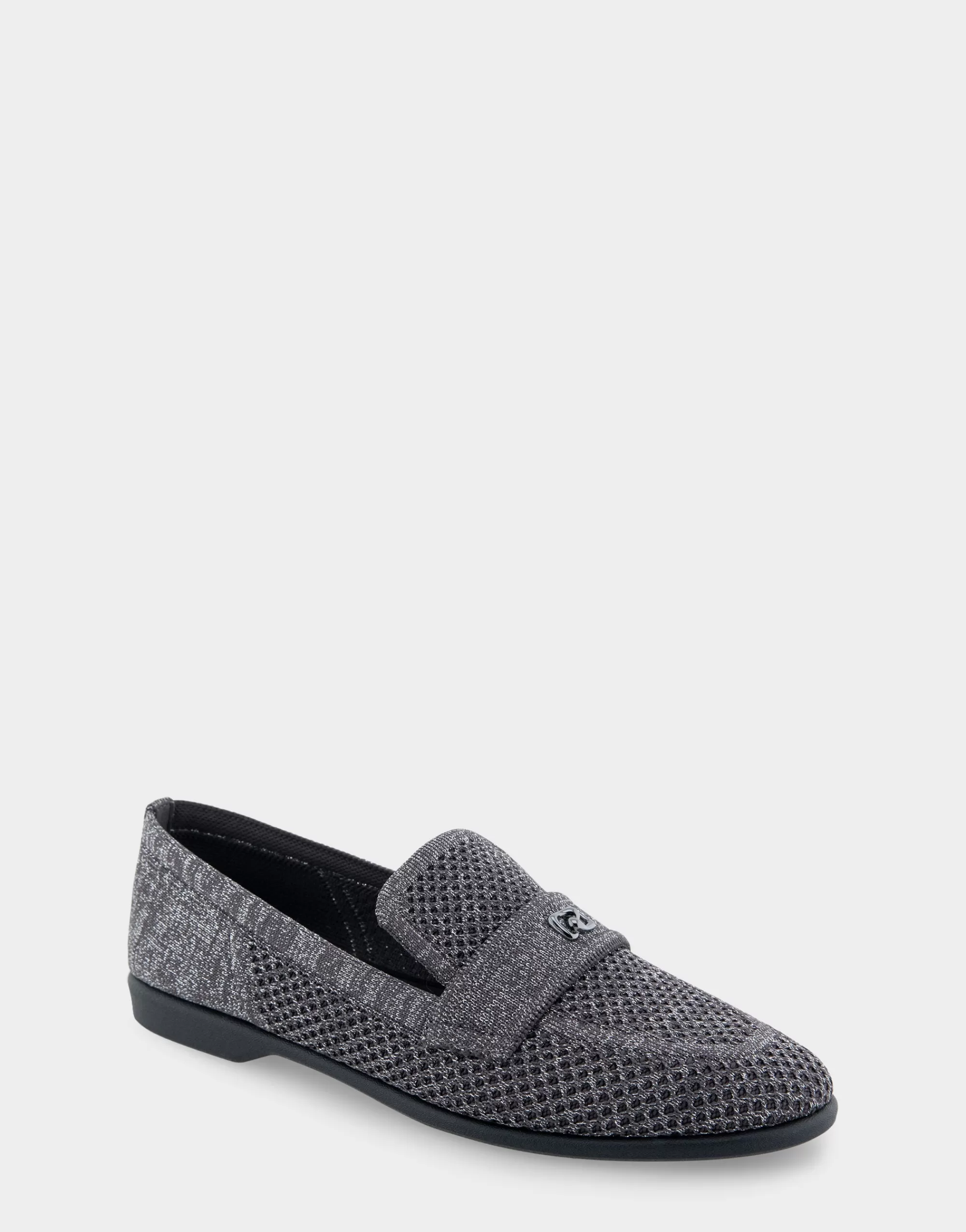 Aerosoles Wide Width Flats | Loafers*Comfortable Women's Stretch Knit Loafer in Gunmetal Knit Stretch Fly Knit Fabric
