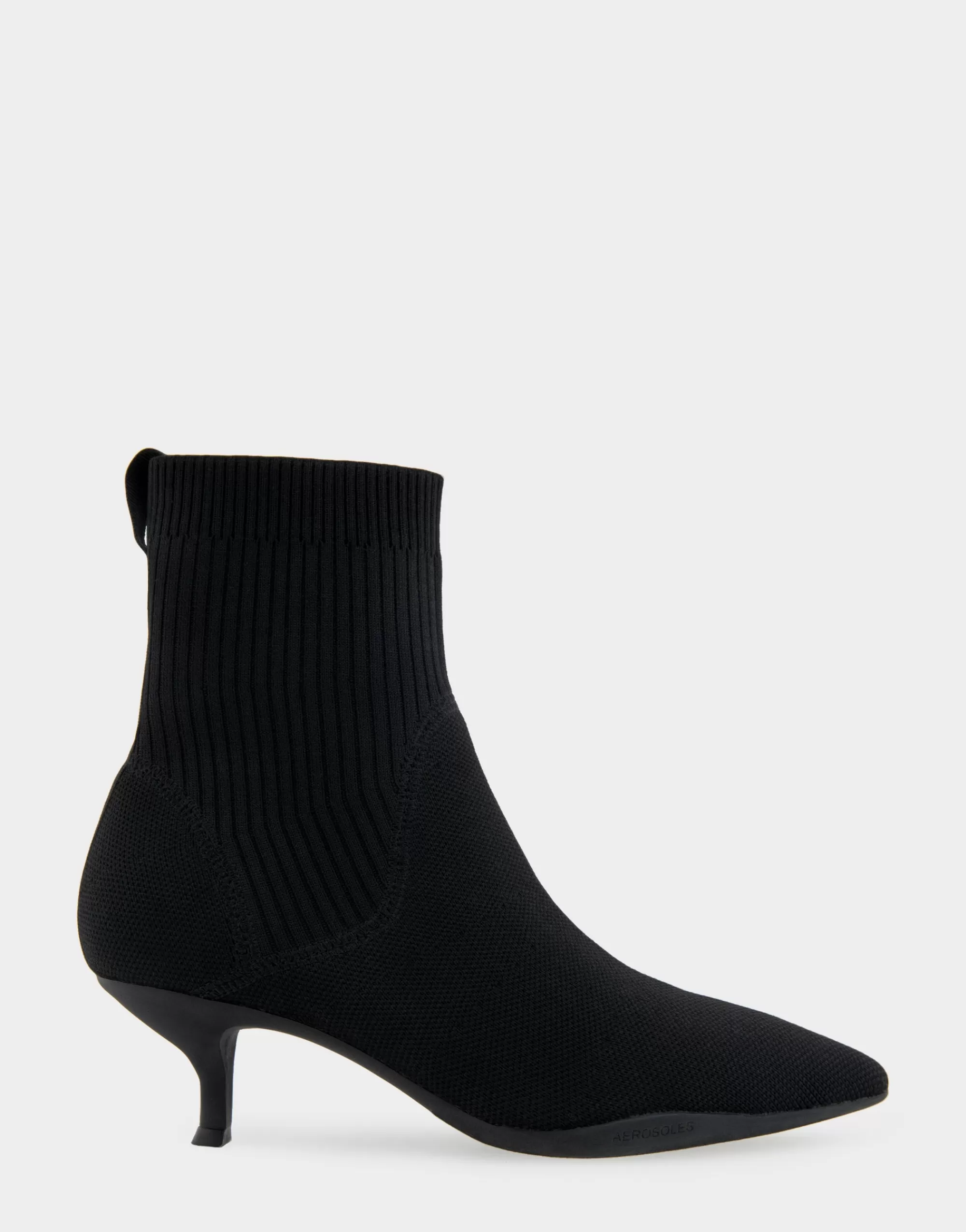 Aerosoles Heeled Boots | Ankle Boots*Comfortable Women's Stretch Knit Point Toe Molded Outsole Kitten Heel Bootie in Black Knit Stretch Flyknit Fabric
