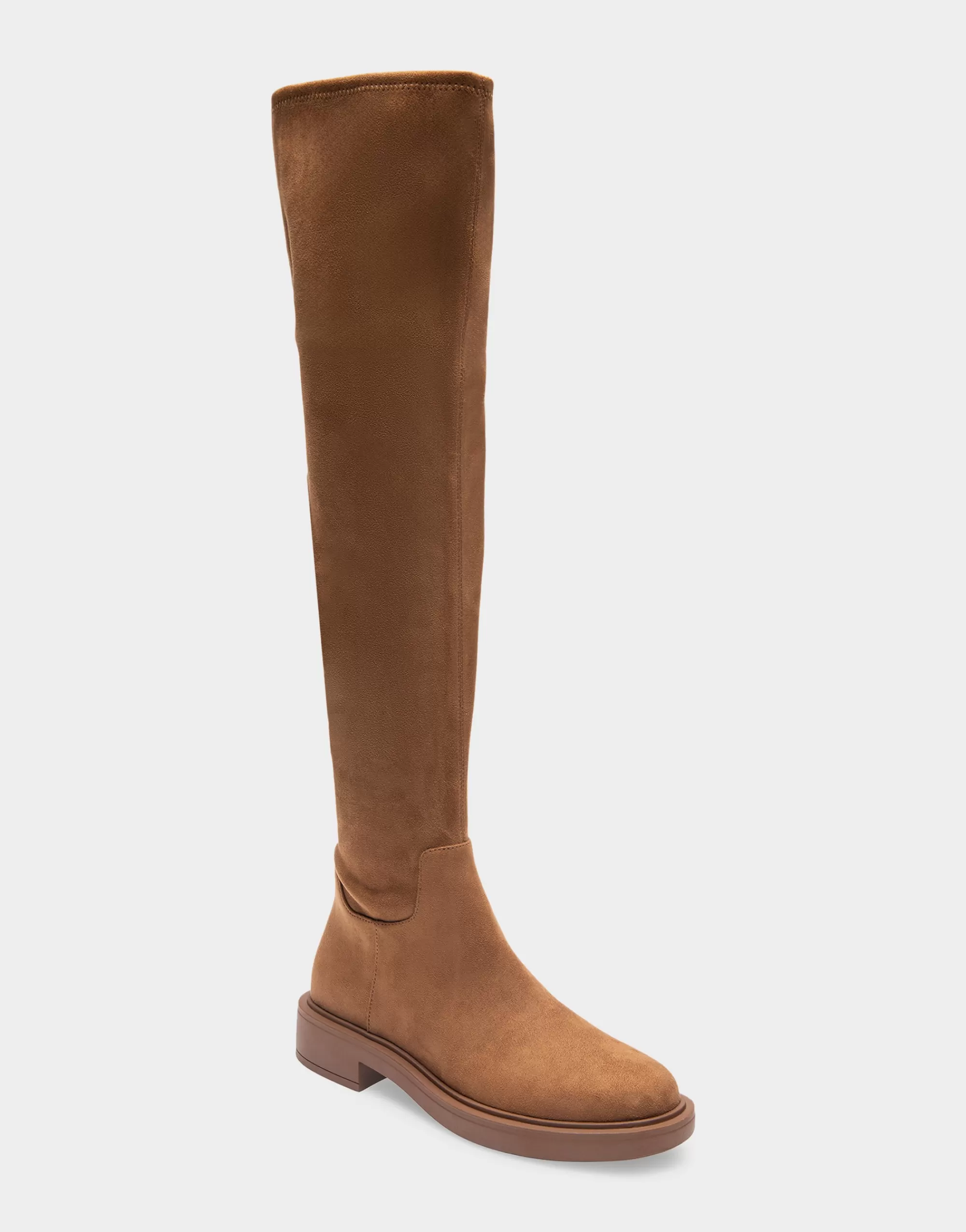 Aerosoles Over The Knee Boots*Comfortable Women's Stretch Over The Knee Flat Boot in Tobacco Faux Suede Faux Stretch Suede