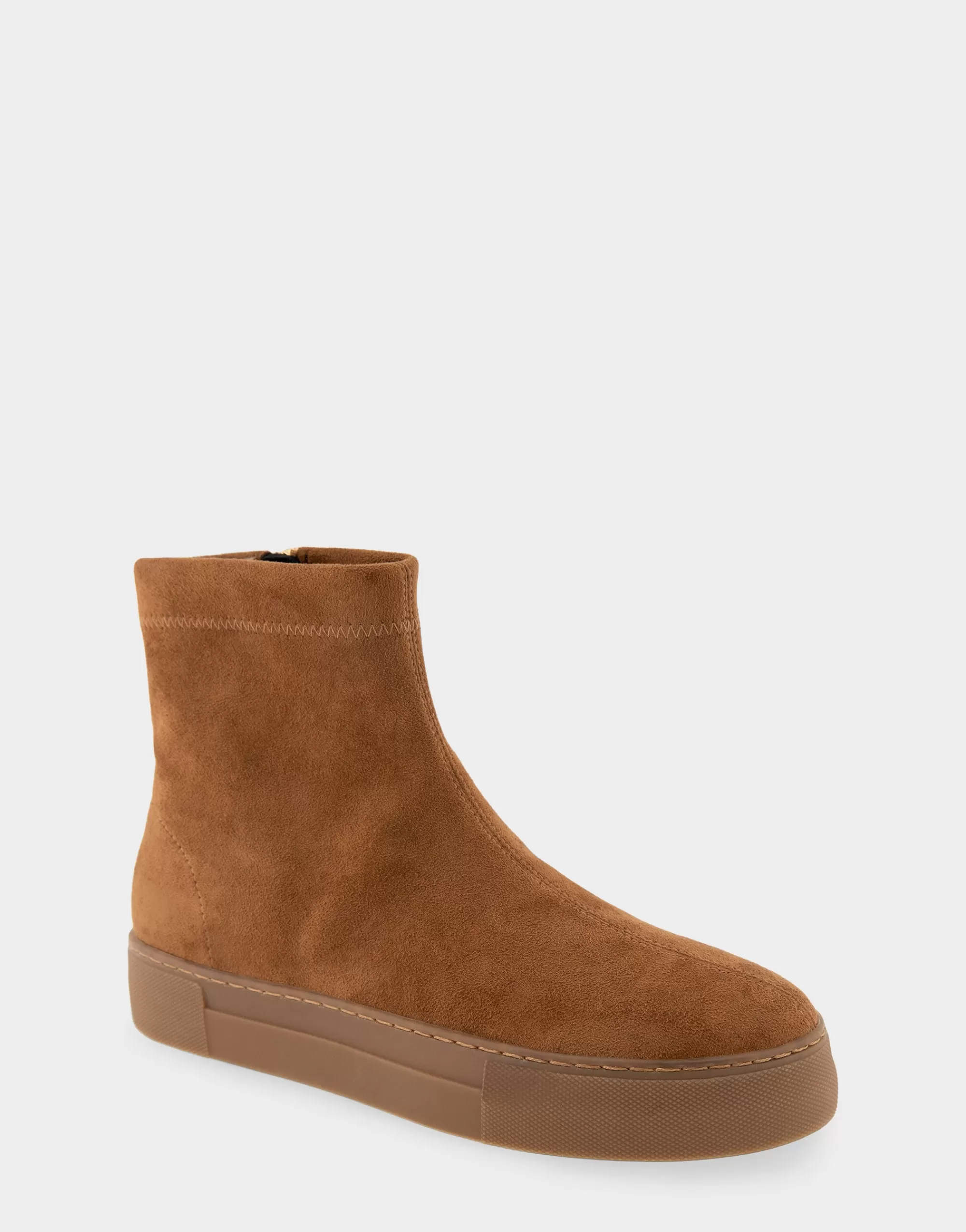 Aerosoles Flatforms | Wedges*Comfortable Women's Stretch Sock Hidden Wedge Flatform Sneaker in Tobacco Faux Suede Faux Suede