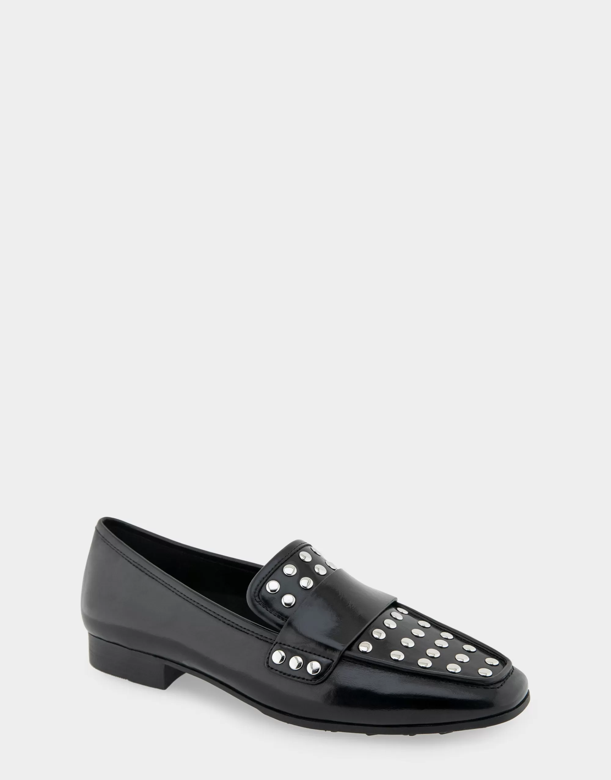 Aerosoles Loafers*Comfortable Women's Studded Tailored Loafer in Black/silver Burnished Faux Leather Faux Leather