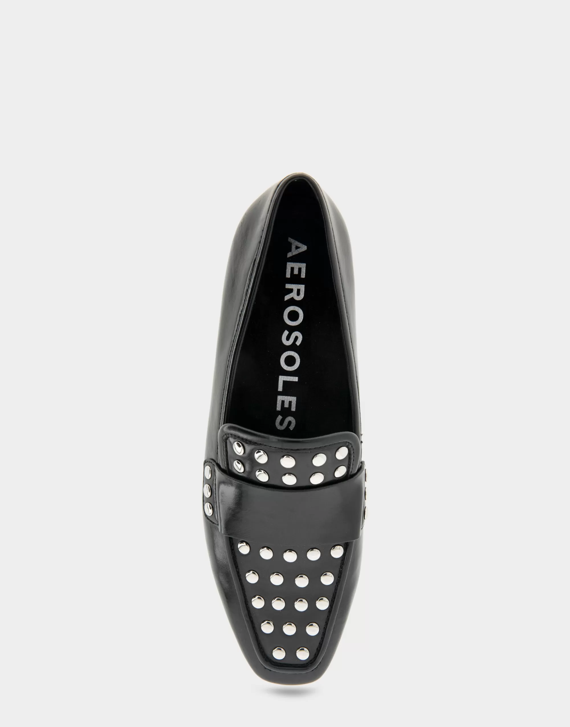 Aerosoles Loafers*Comfortable Women's Studded Tailored Loafer in Black/silver Burnished Faux Leather Faux Leather