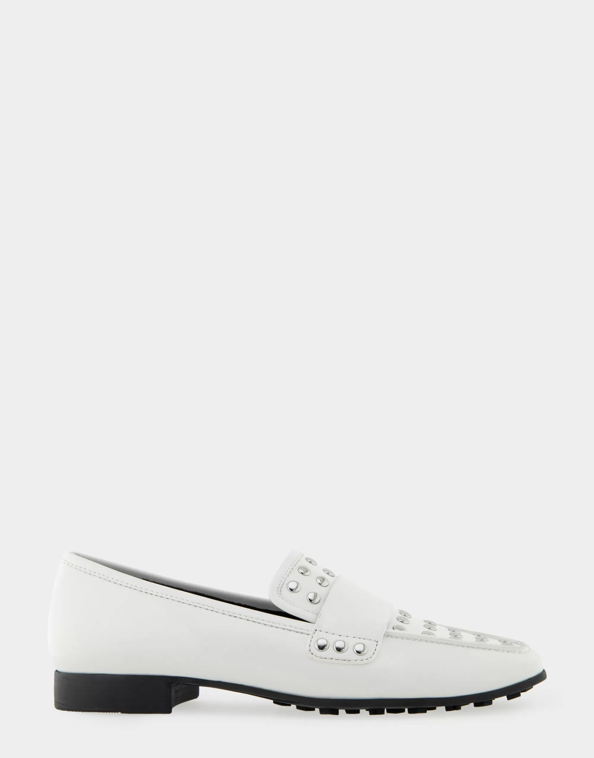 Aerosoles Wide Width Flats | Loafers*Comfortable Women's Studded Tailored Loafer in White Combo Faux Leather Faux Leather