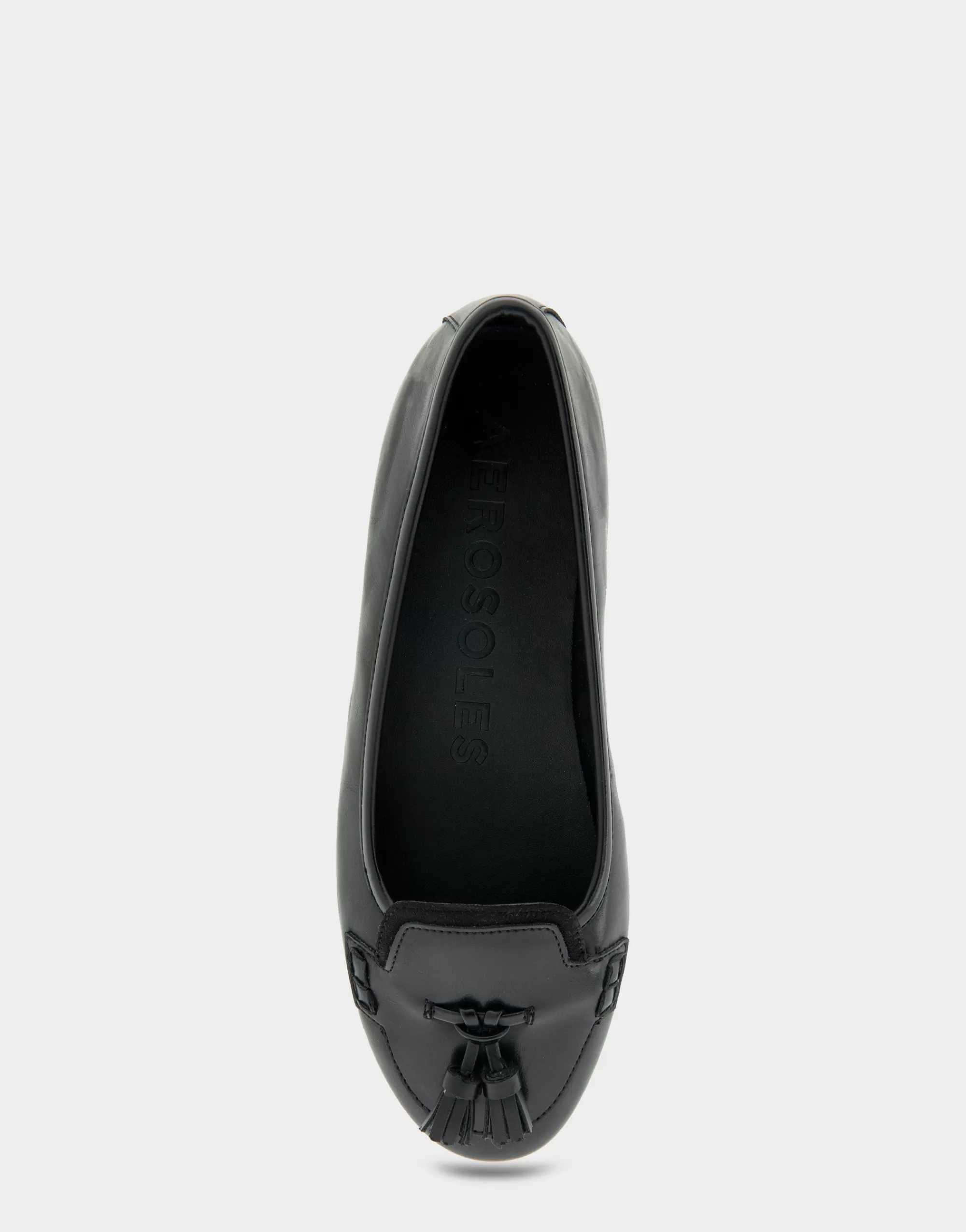Aerosoles Dress | Ballet*Comfortable Women's Tailored Ballet Flat With Mini Tassels in Black Burnished Faux Leather/faux Suede Faux Leather