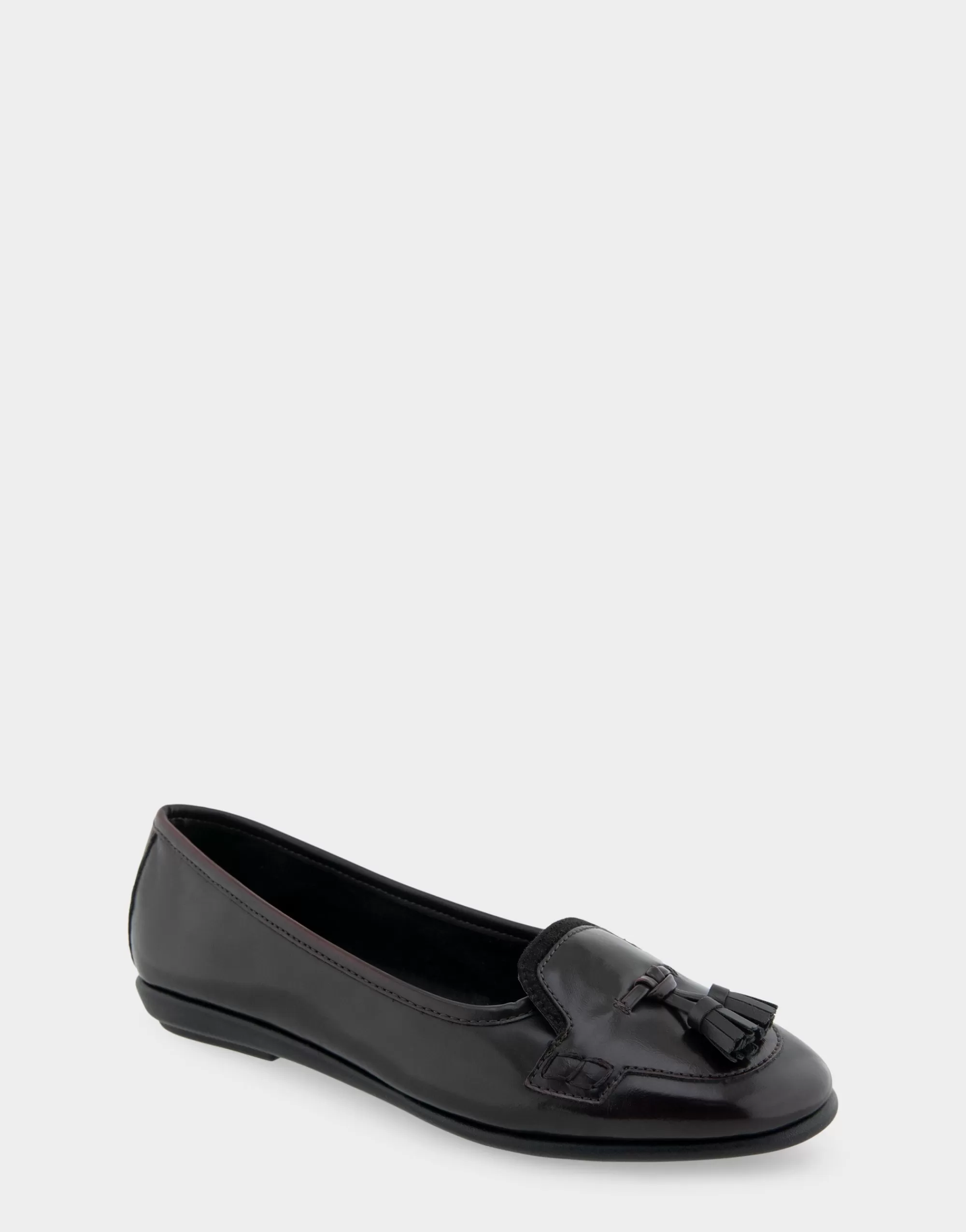 Aerosoles Dress | Ballet*Comfortable Women's Tailored Ballet Flat With Mini Tassels in Burgundy Burnished Faux Leather/faux Suede Faux Leather