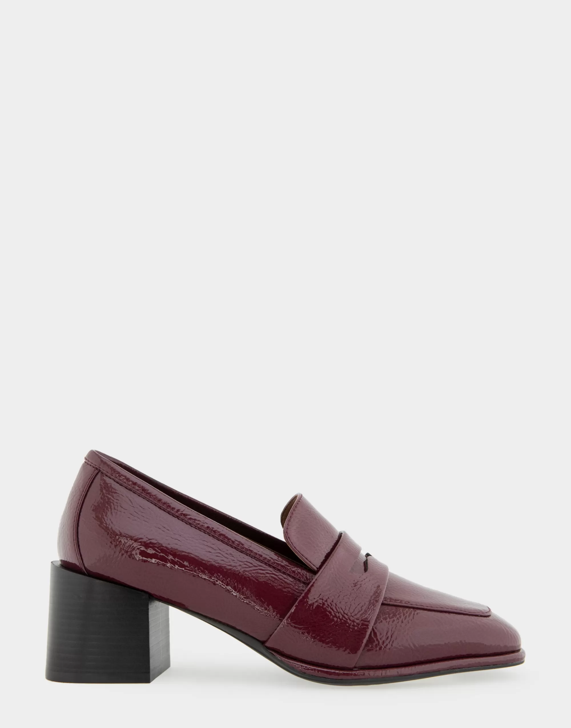 Aerosoles Loafers*Comfortable Women's Tailored Block Heel Loafer in Burgundy Crinkled Patent Faux Leather Patent Faux Leather