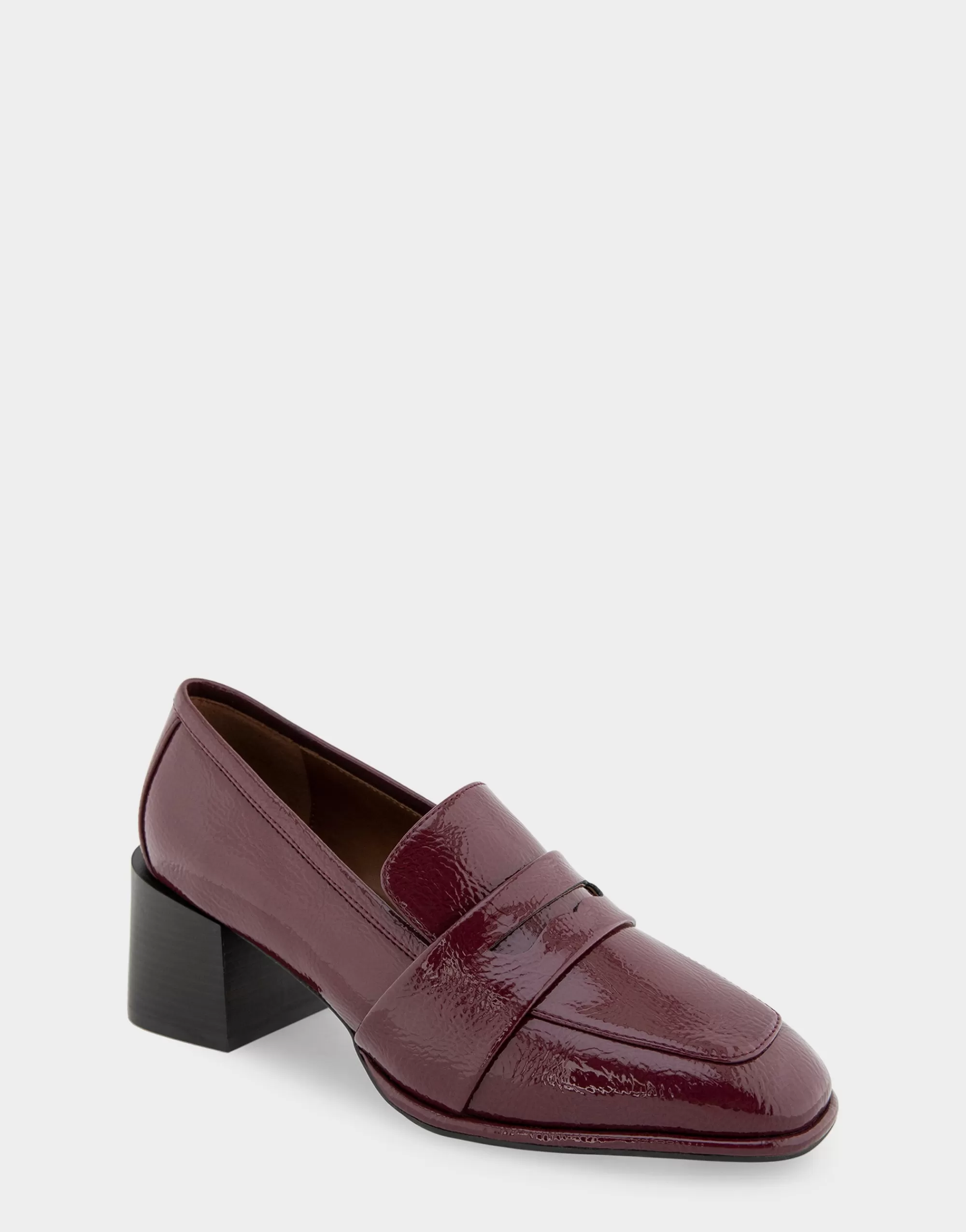 Aerosoles Loafers*Comfortable Women's Tailored Block Heel Loafer in Burgundy Crinkled Patent Faux Leather Patent Faux Leather