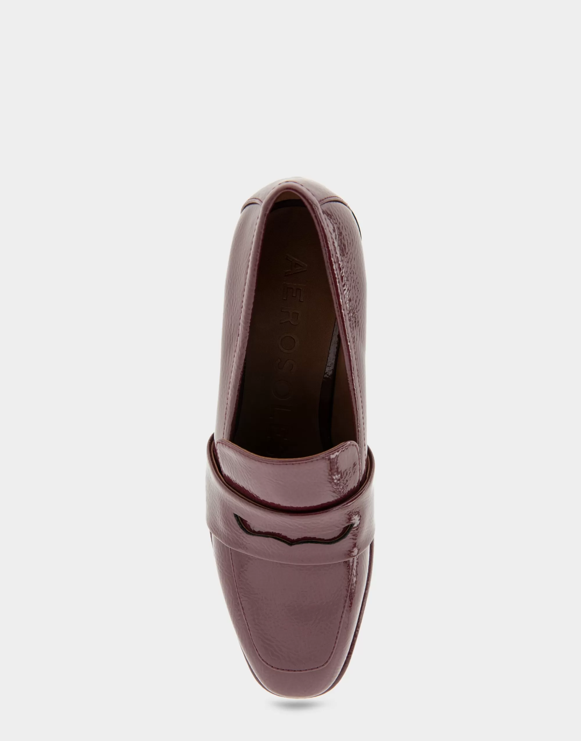 Aerosoles Loafers*Comfortable Women's Tailored Block Heel Loafer in Burgundy Crinkled Patent Faux Leather Patent Faux Leather