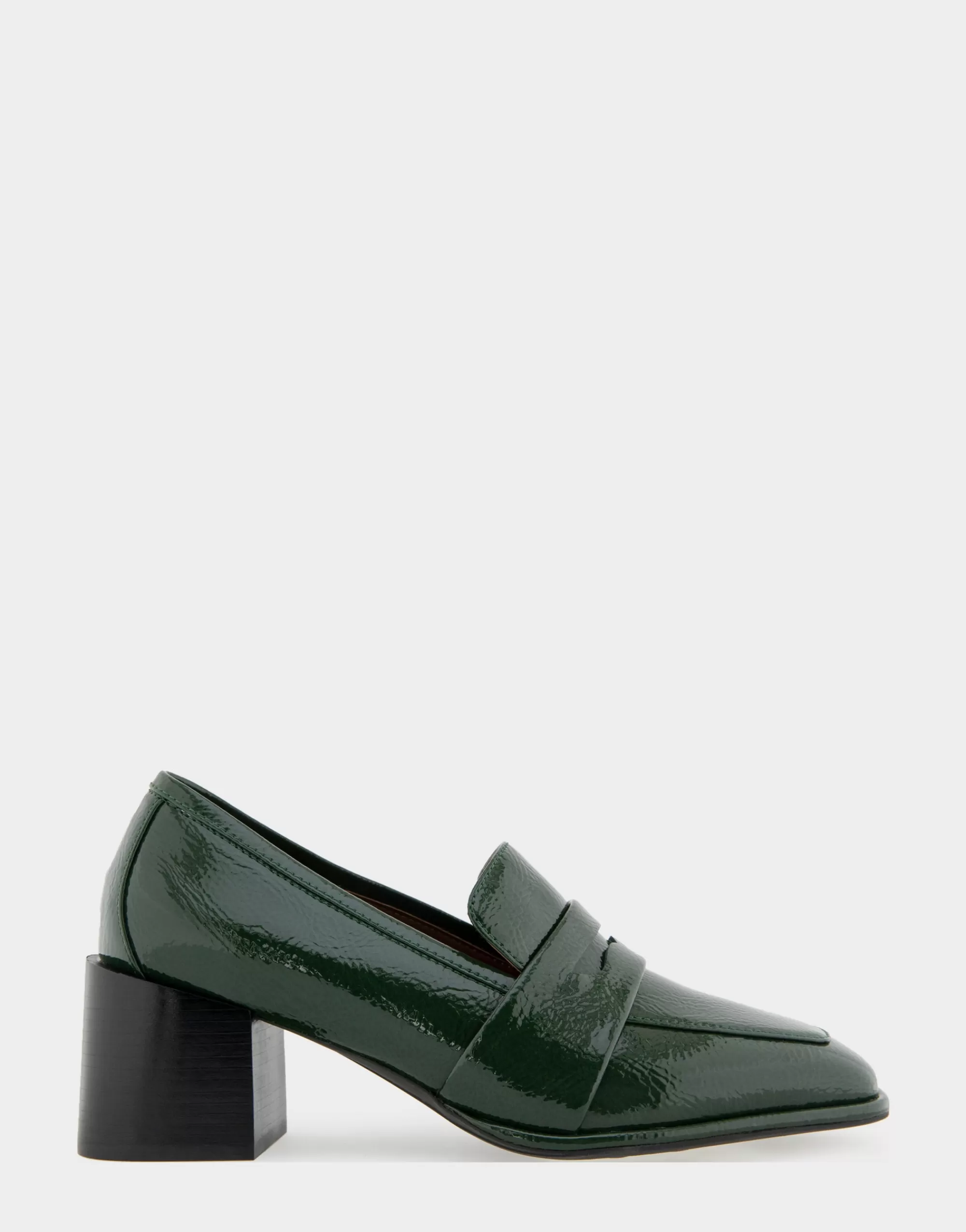 Aerosoles Loafers*Comfortable Women's Tailored Block Heel Loafer in Fir Green Crinkled Patent Faux Leather Patent Faux Leather