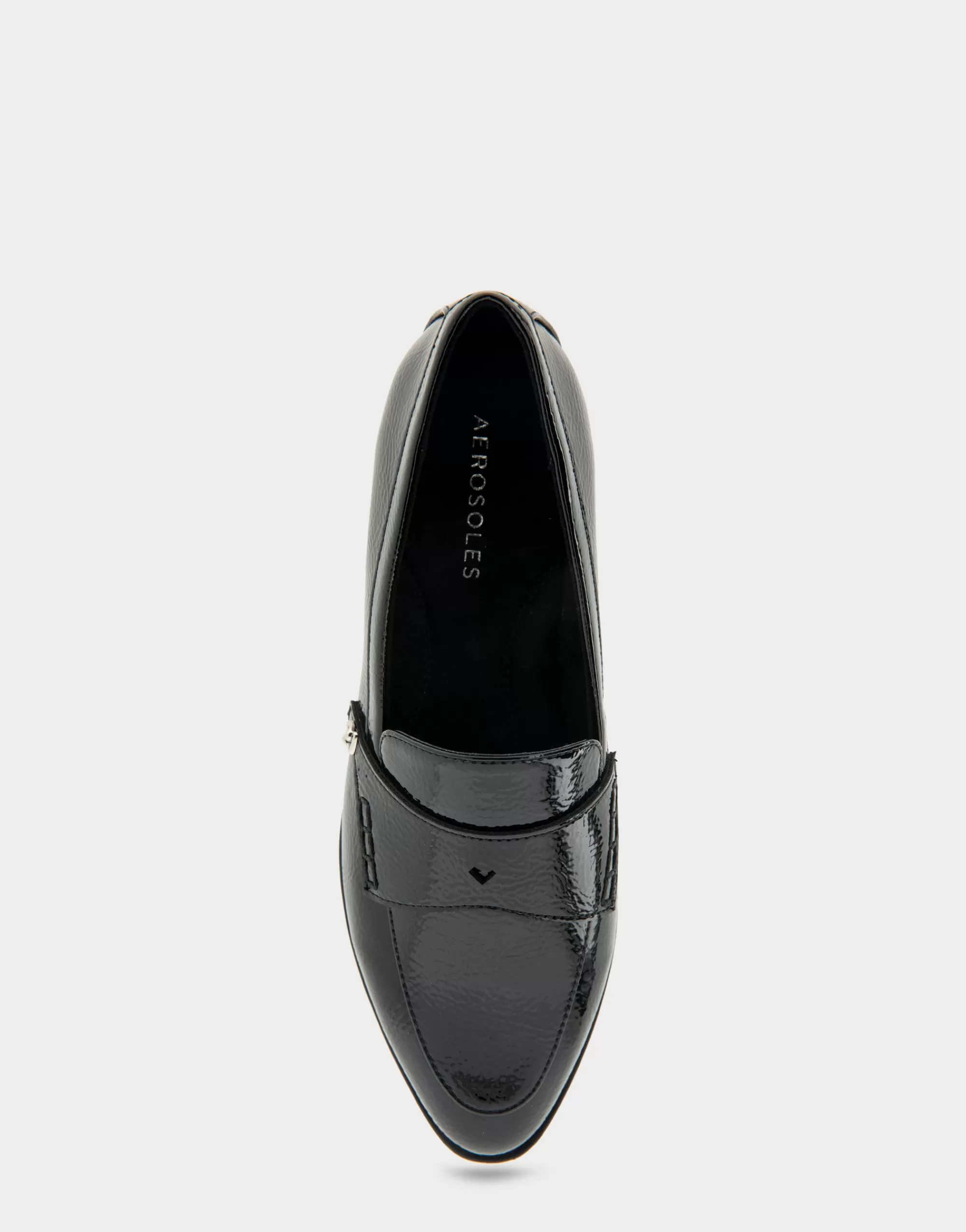 Aerosoles Loafers*Comfortable Women's Tailored Dress Loafer With Signature Metal Detail in Black Crinkled Patent Faux Leather Patent Faux Leather
