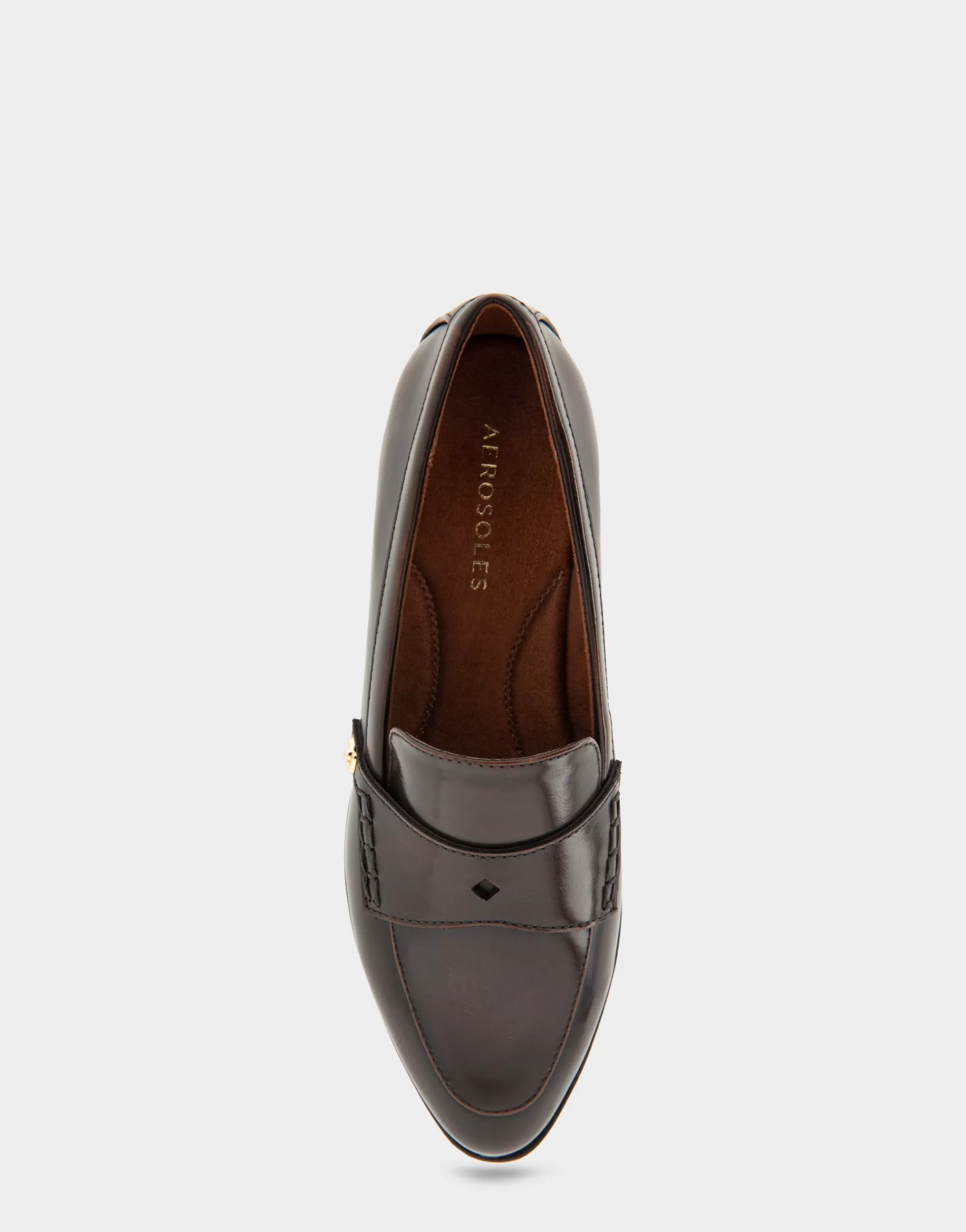 Aerosoles Wide Width Flats | Loafers*Comfortable Women's Tailored Dress Loafer With Signature Metal Detail in Tan Burnished Faux Leather Faux Leather