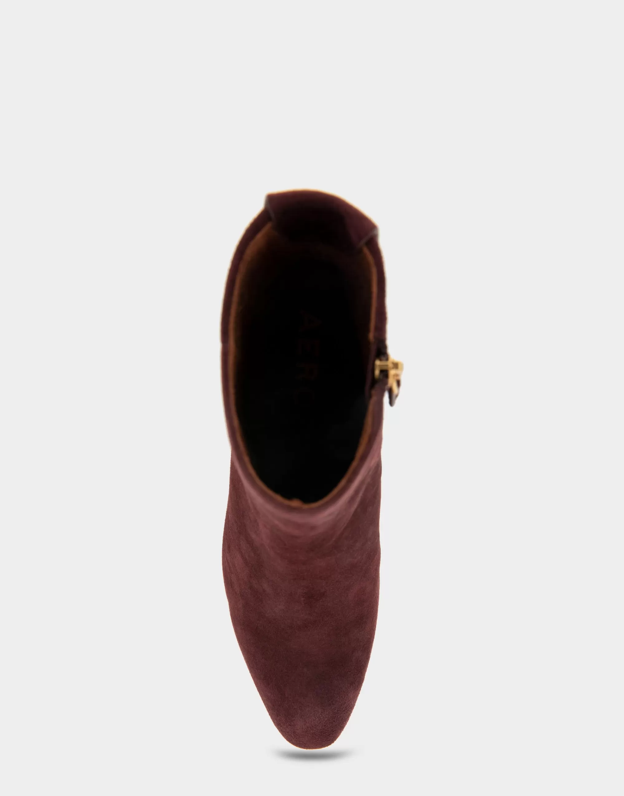 Aerosoles Heeled Boots | Ankle Boots*Comfortable Women's Tapered Toe Covered Heel Bootie in Deep Aubergine Suede