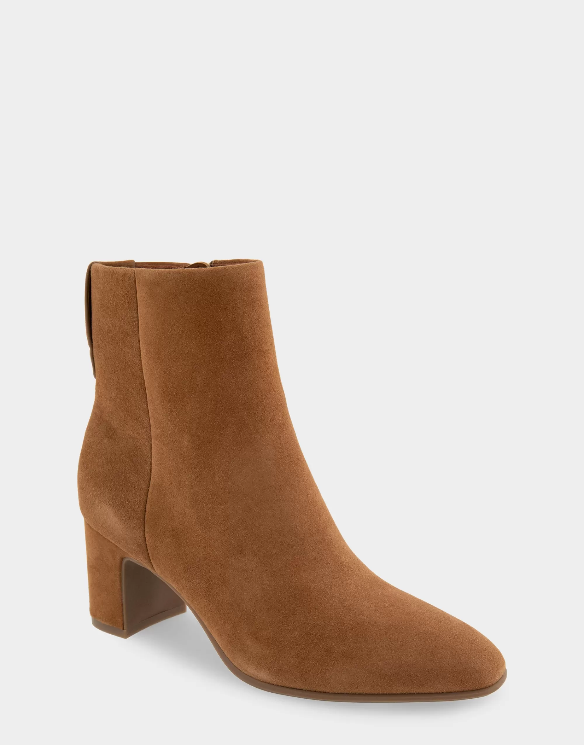 Aerosoles Heeled Boots | Ankle Boots*Comfortable Women's Tapered Toe Covered Heel Bootie in Tobacco Suede
