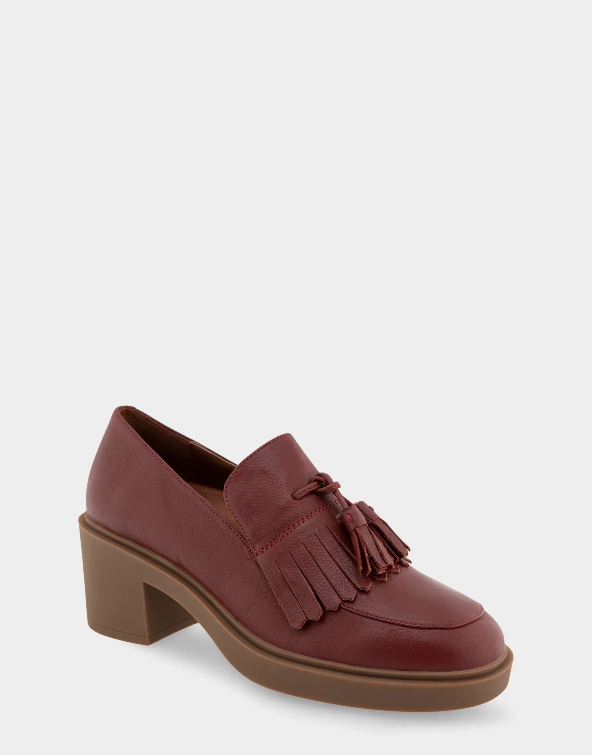 Aerosoles Platforms*Comfortable Women's Tasseled Platform Loafer in Clay Leather Leather