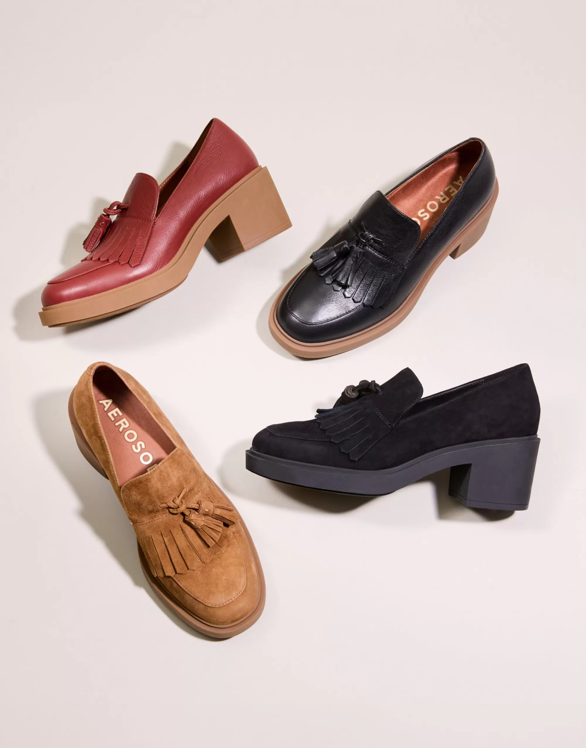 Aerosoles Platforms*Comfortable Women's Tasseled Platform Loafer in Clay Leather Leather