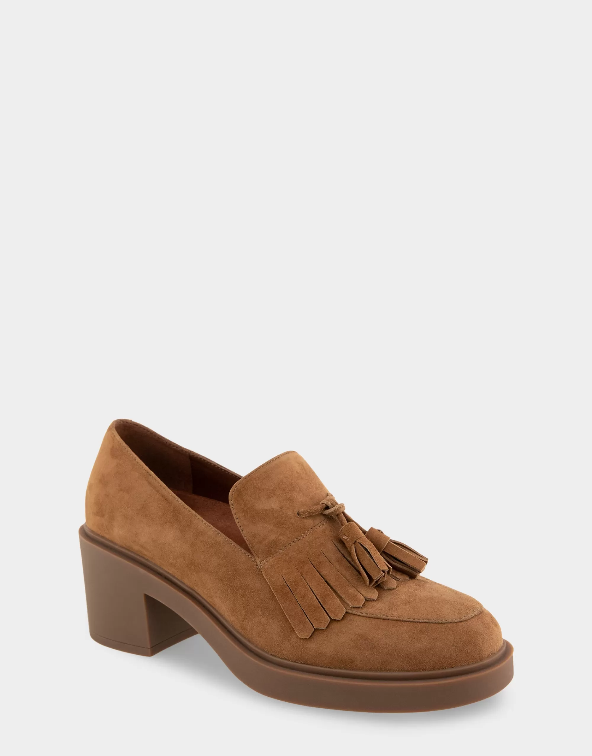 Aerosoles Platforms*Comfortable Women's Tasseled Platform Loafer in Tobacco Suede Suede