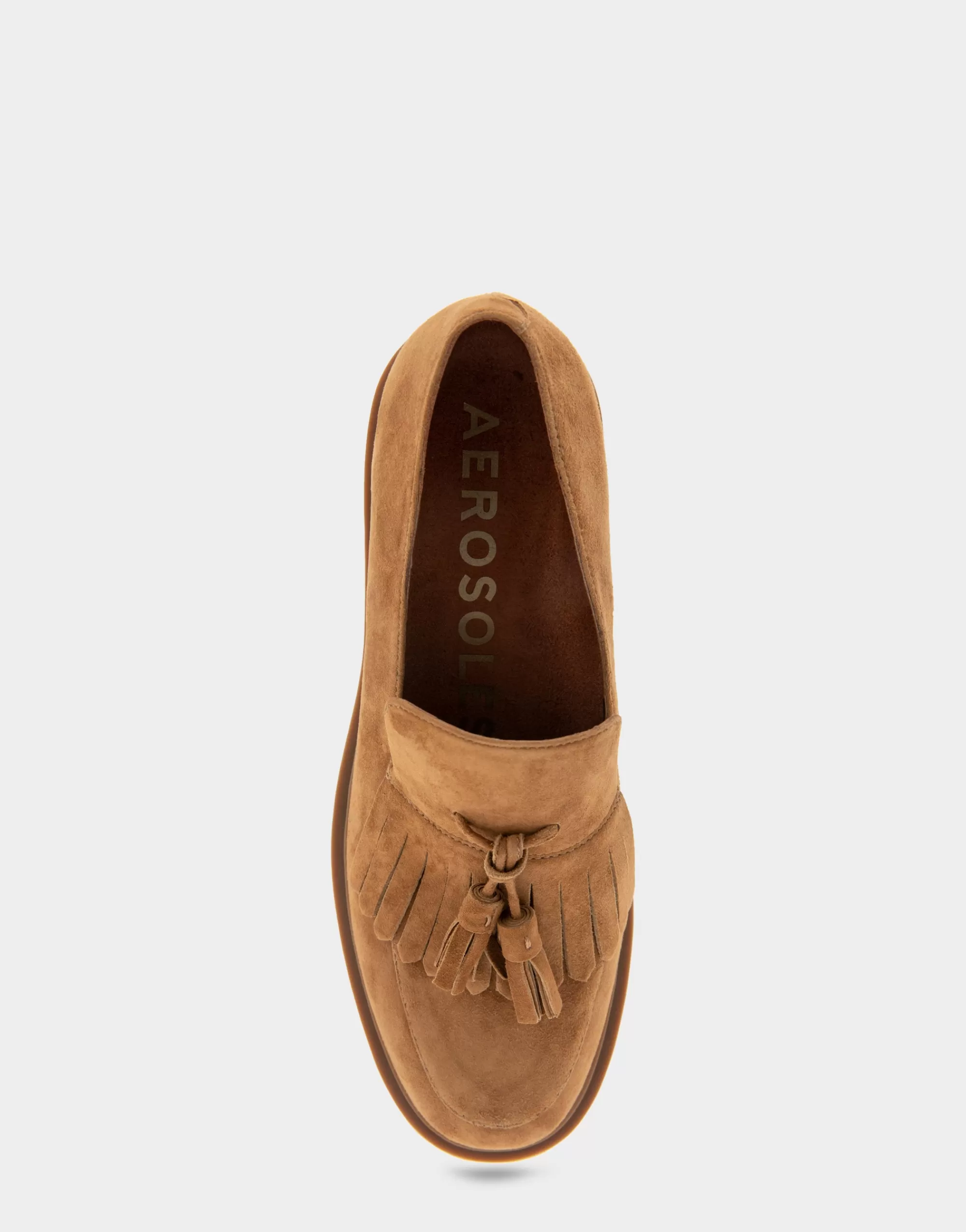Aerosoles Platforms*Comfortable Women's Tasseled Platform Loafer in Tobacco Suede Suede