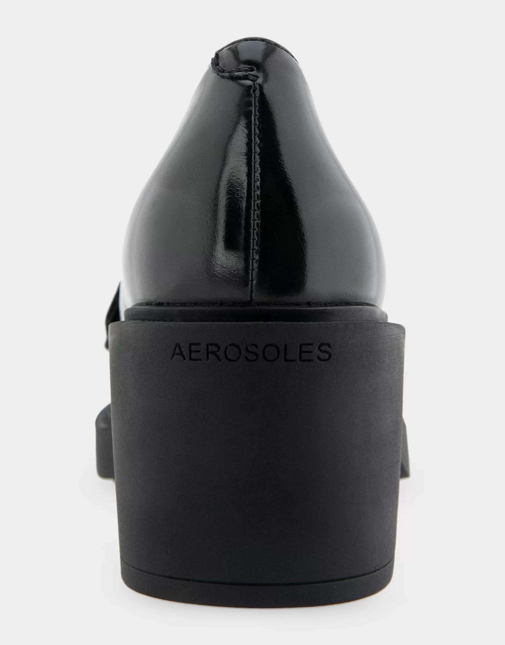 Aerosoles Loafers*Comfortable Women's Textured Link Hardware Platform Loafer in Black Burnished Faux Leather Faux Leather