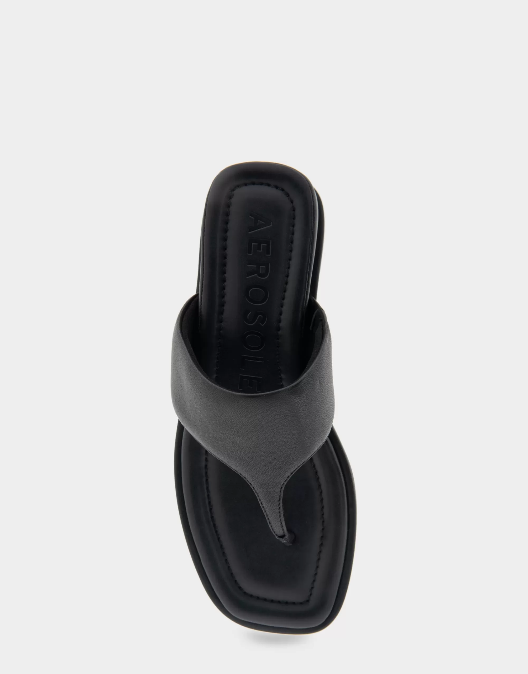 Aerosoles Wedges*Comfortable Women's Thong Mini Wedge Sandal in Black Leather