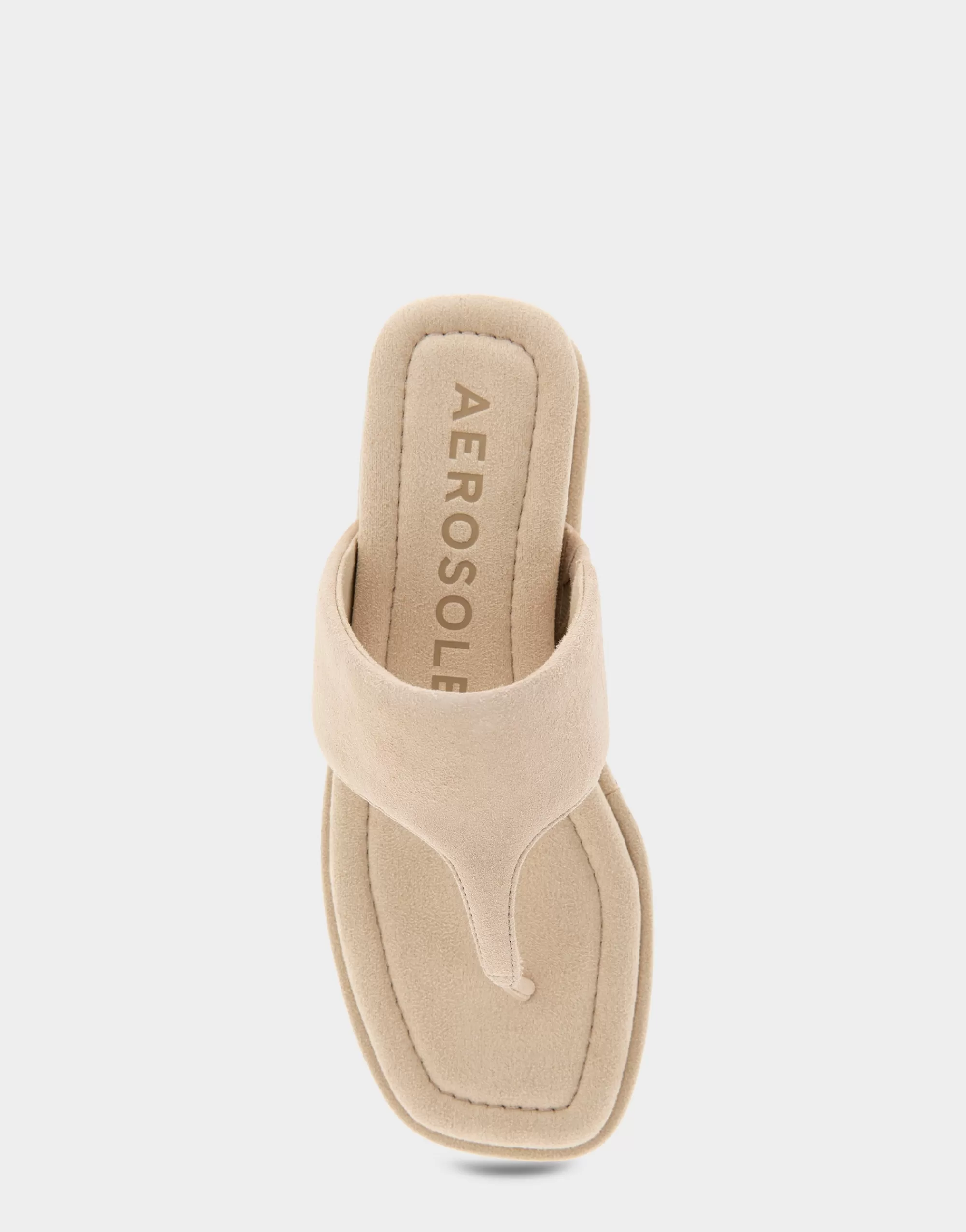 Aerosoles Wedges*Comfortable Women's Thong Mini Wedge Sandal in Pale Khaki Suede