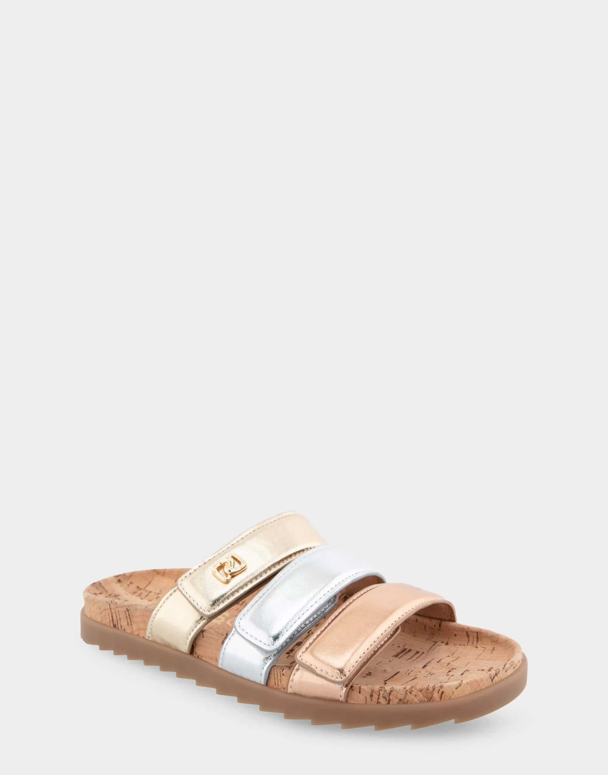 Aerosoles Flats*Comfortable Women's Three Band Footbed Sandal in Rose Gold Leather