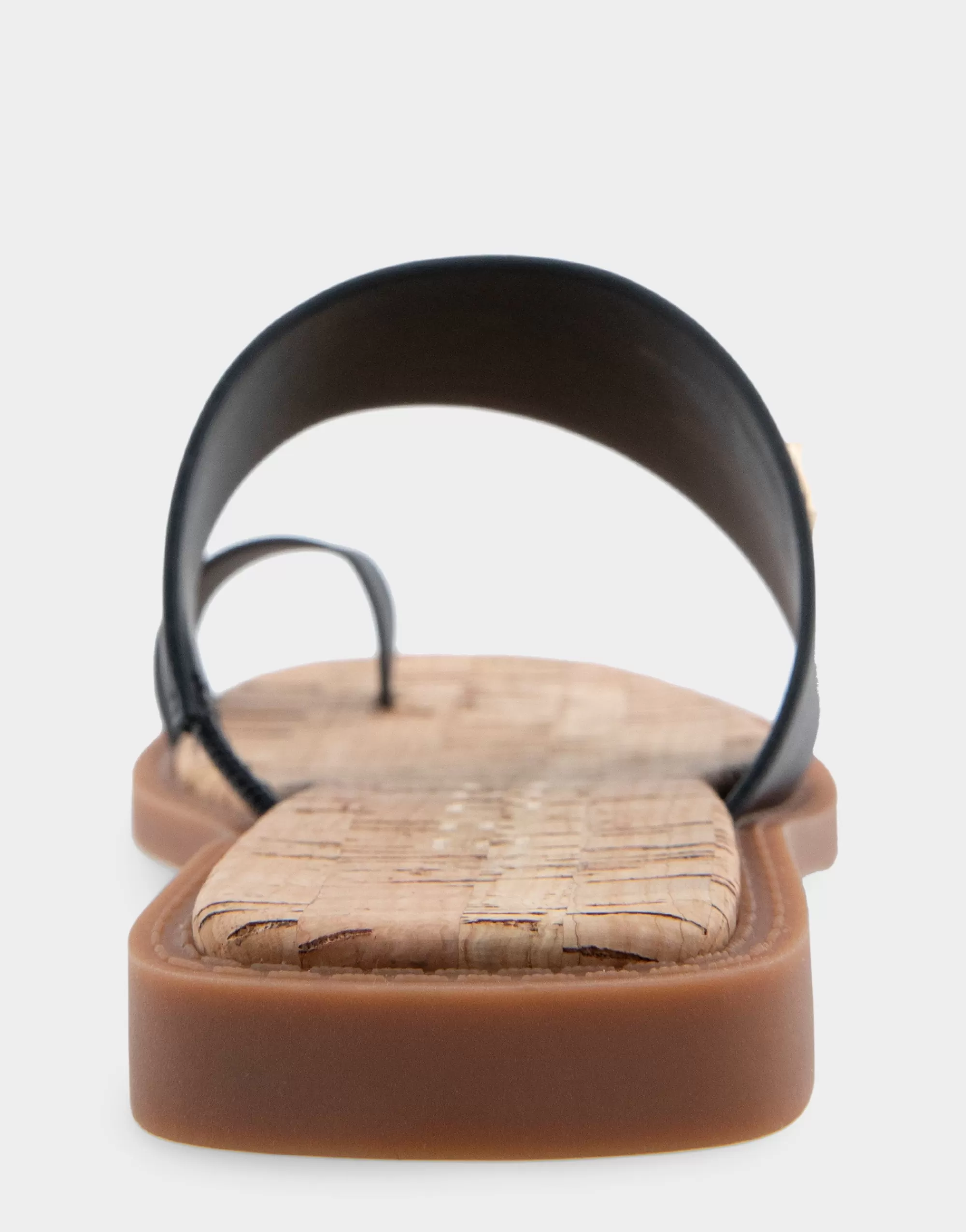 Aerosoles Slides | Flats*Comfortable Women's Toe Ring Sandal in Black Faux Leather