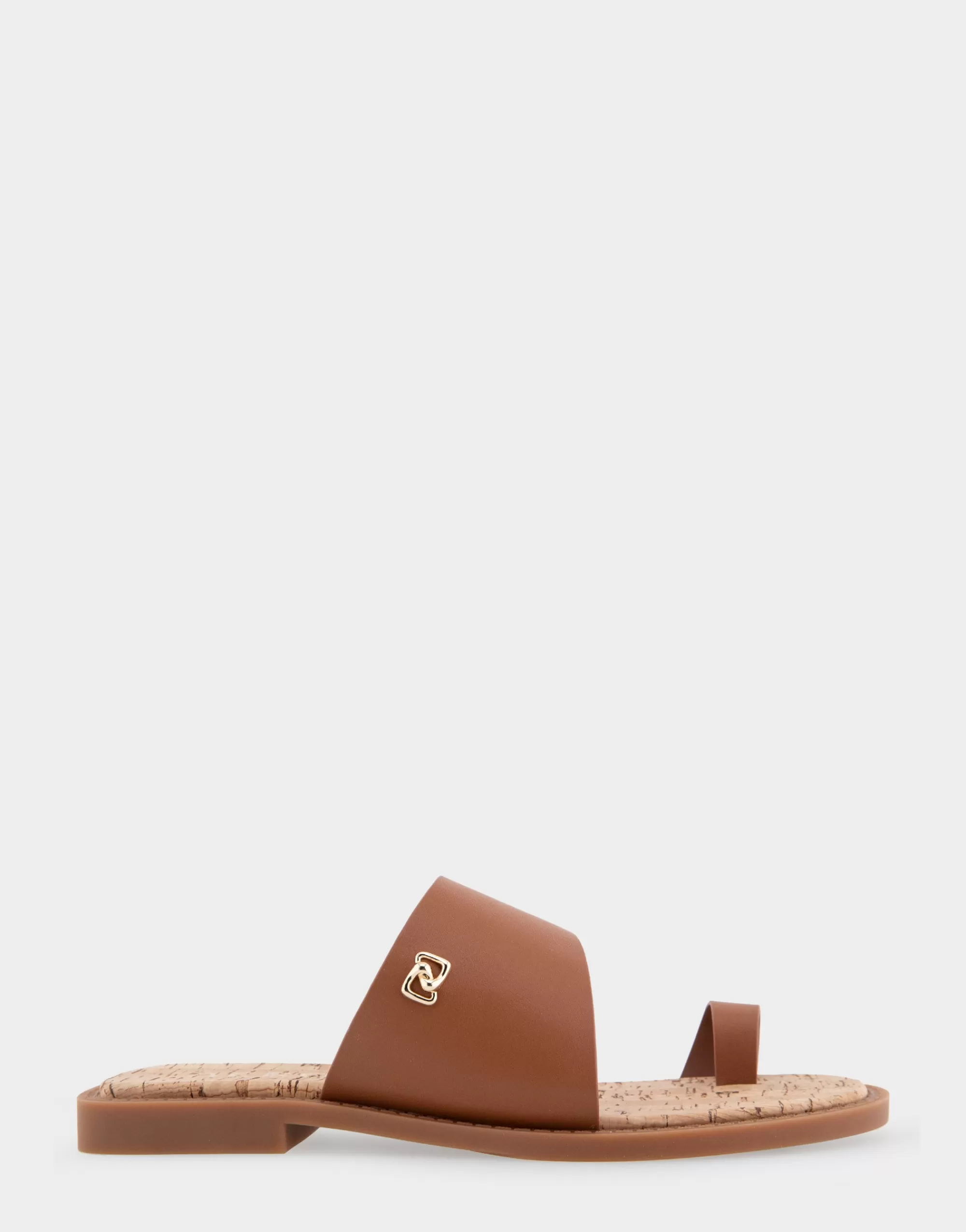 Aerosoles Slides | Flats*Comfortable Women's Toe Ring Sandal in Tan Faux Leather