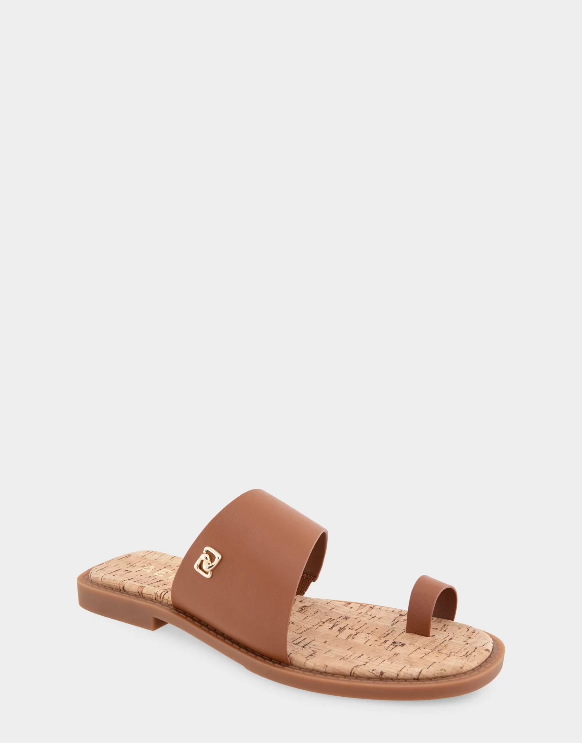 Aerosoles Slides | Flats*Comfortable Women's Toe Ring Sandal in Tan Faux Leather