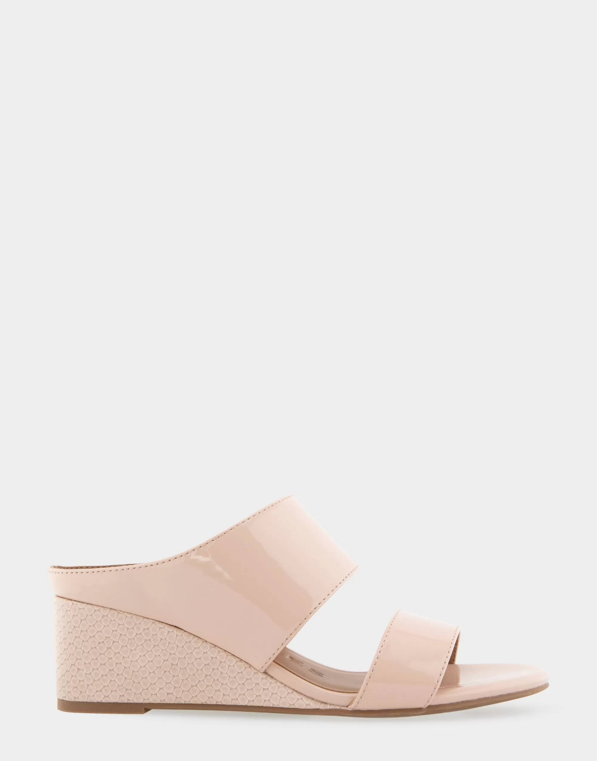 Aerosoles Wide Width Sandals | Wedges*Comfortable Women's Two Band Mid Wedge Slide Sandal in Cipria Faux Leather