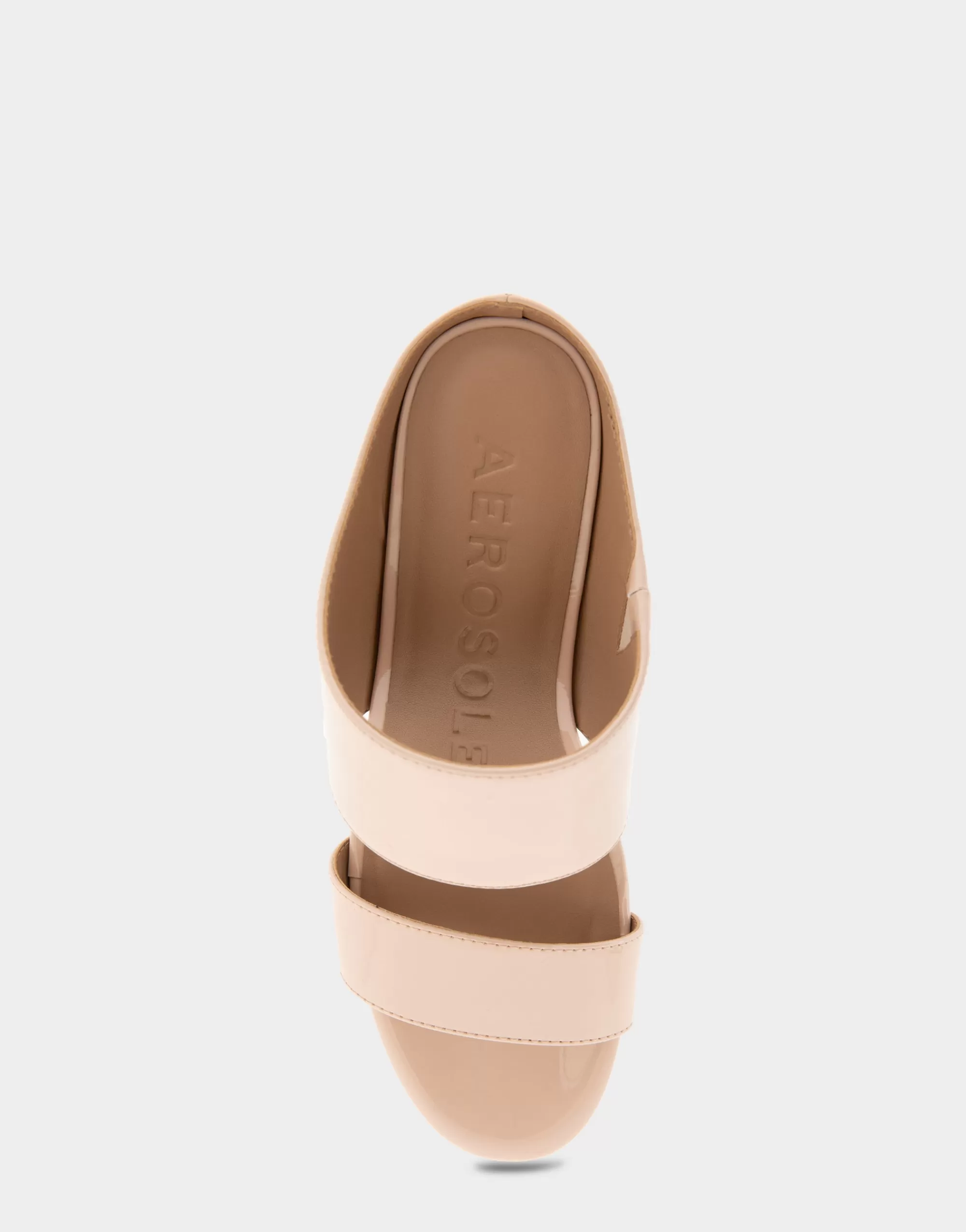Aerosoles Wide Width Sandals | Wedges*Comfortable Women's Two Band Mid Wedge Slide Sandal in Cipria Faux Leather