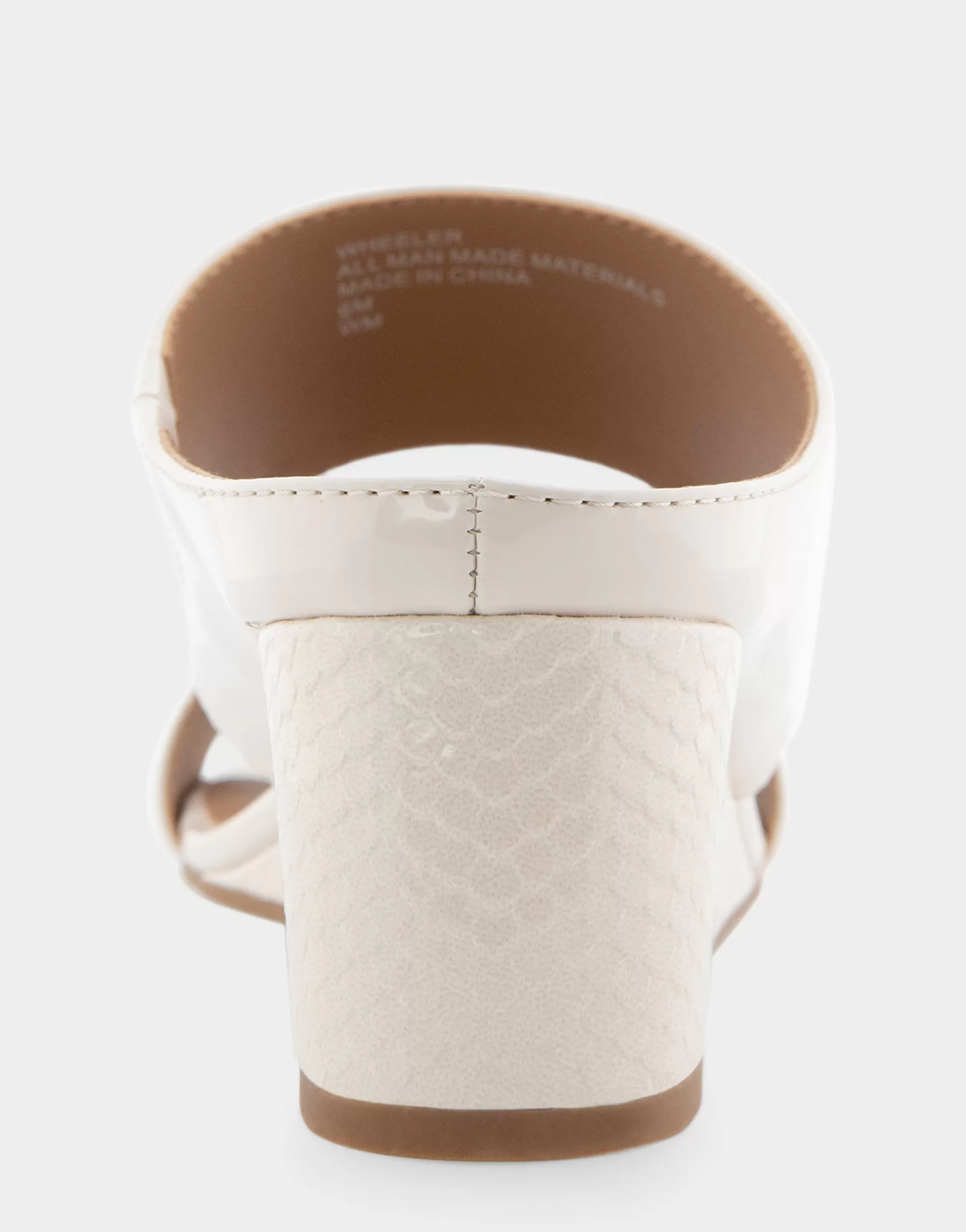 Aerosoles Wide Width Sandals | Slides*Comfortable Women's Two Band Mid Wedge Slide Sandal in Eggnog Patent Faux Leather