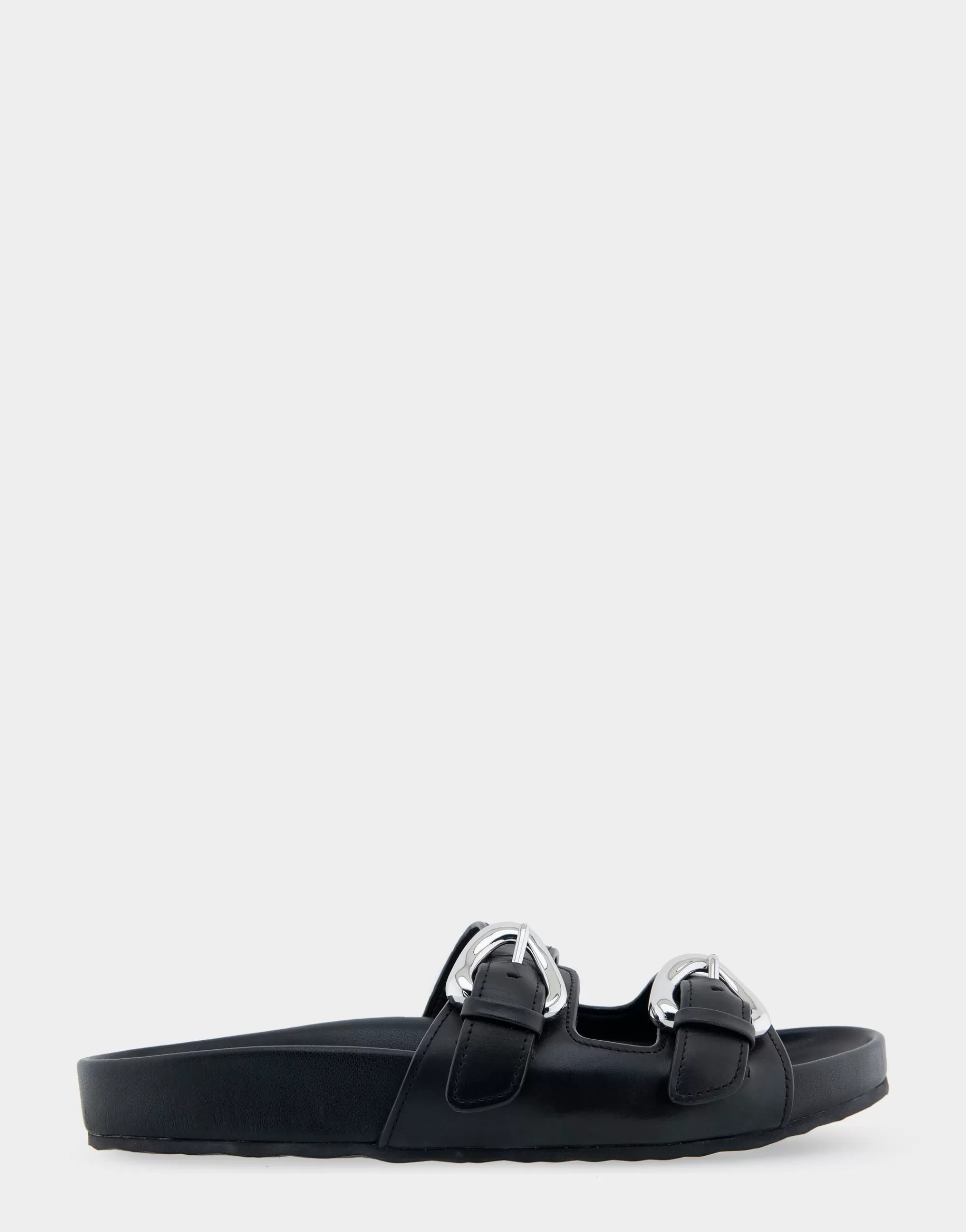 Aerosoles Flats*Comfortable Women's Two Band Molded Footbed Sandal in Black Leather