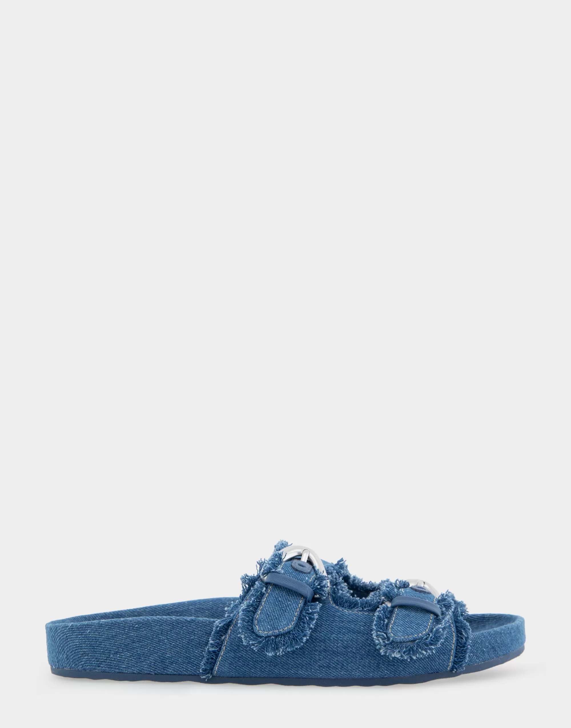 Aerosoles Flats*Comfortable Women's Two Band Molded Footbed Sandal in Denim Fabric Denim Fabric