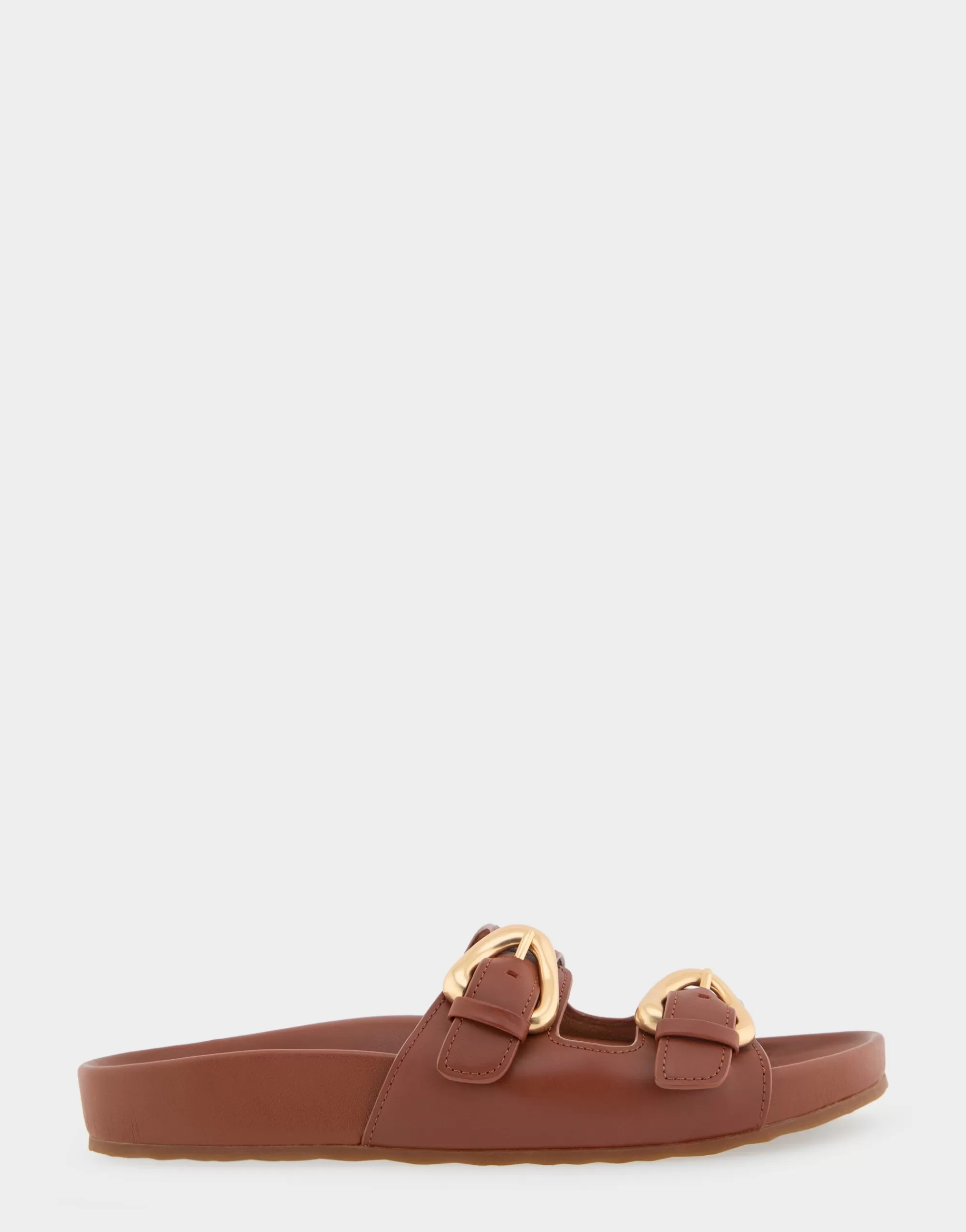 Aerosoles Flats*Comfortable Women's Two Band Molded Footbed Sandal in Gingerbread Leather