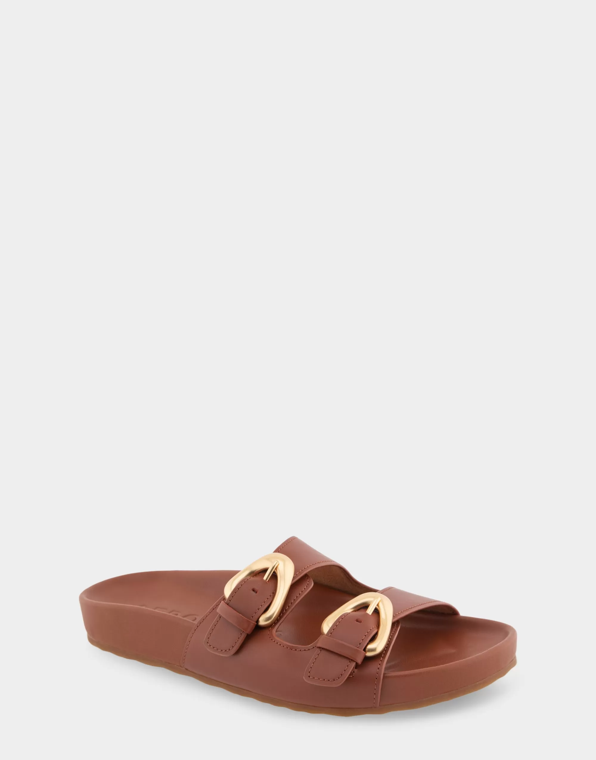 Aerosoles Flats*Comfortable Women's Two Band Molded Footbed Sandal in Gingerbread Leather