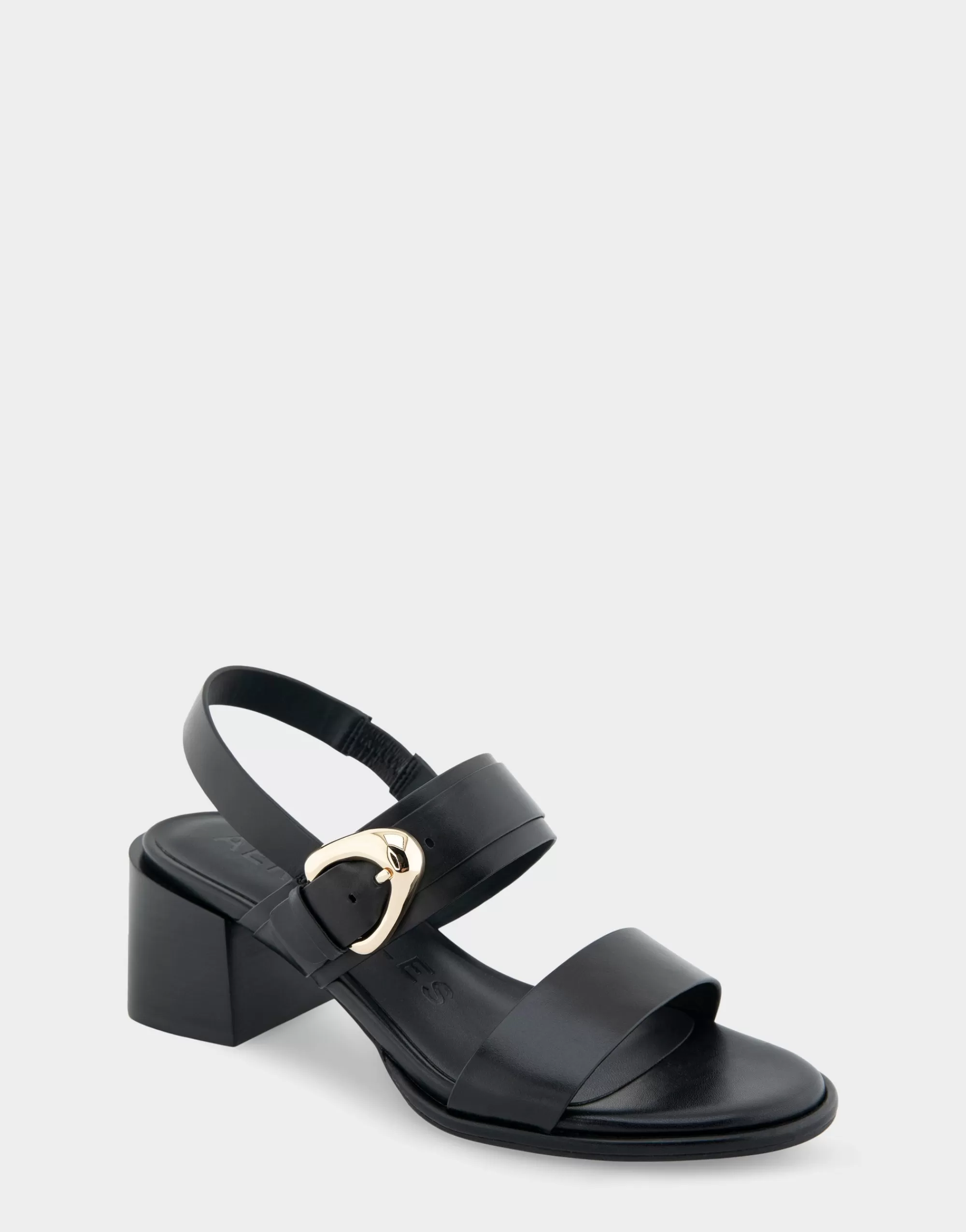 Aerosoles Dress*Comfortable Women's Two Band Slingback Block Heel Sandal in Black Leather