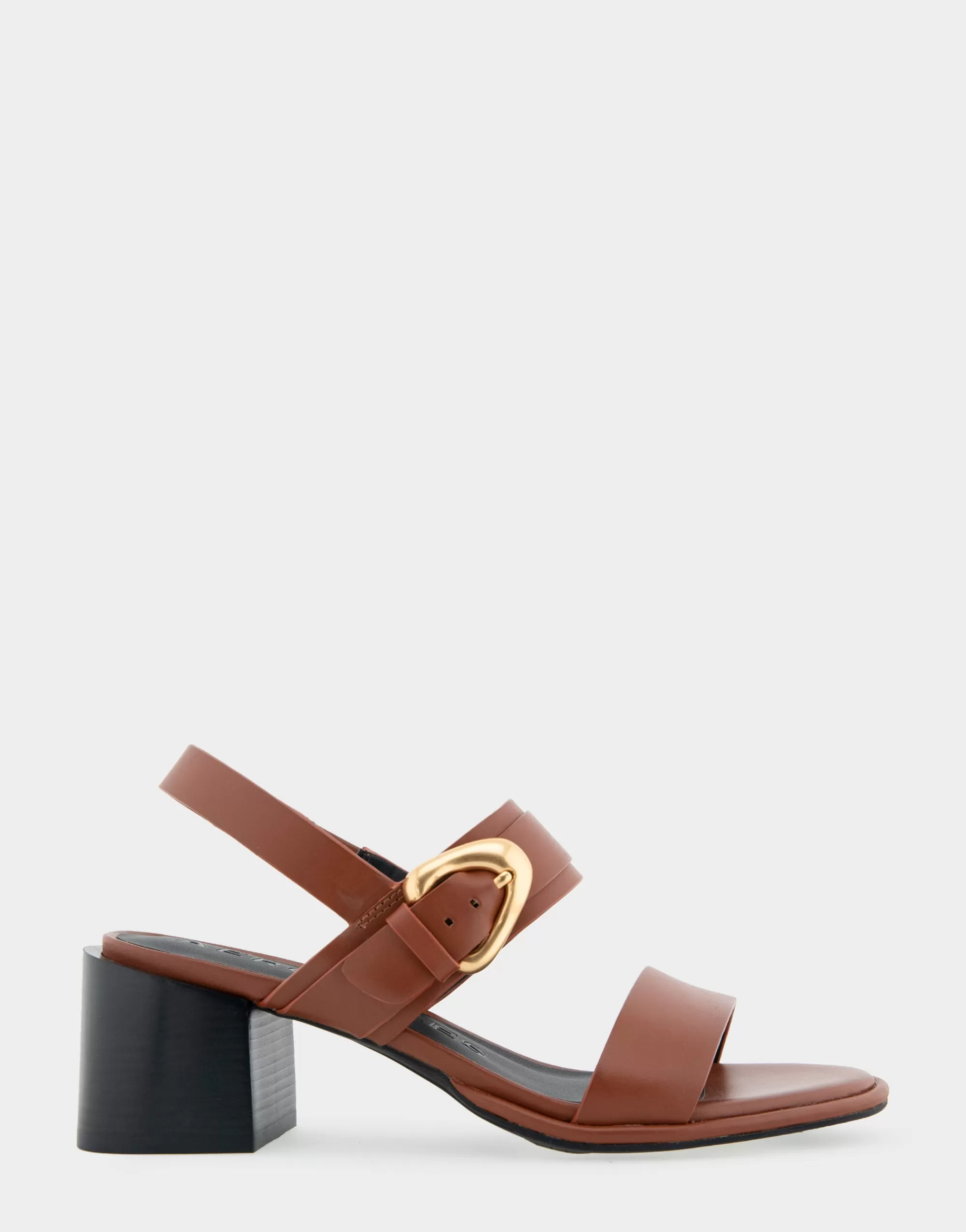 Aerosoles Dress*Comfortable Women's Two Band Slingback Block Heel Sandal in Gingerbread Leather