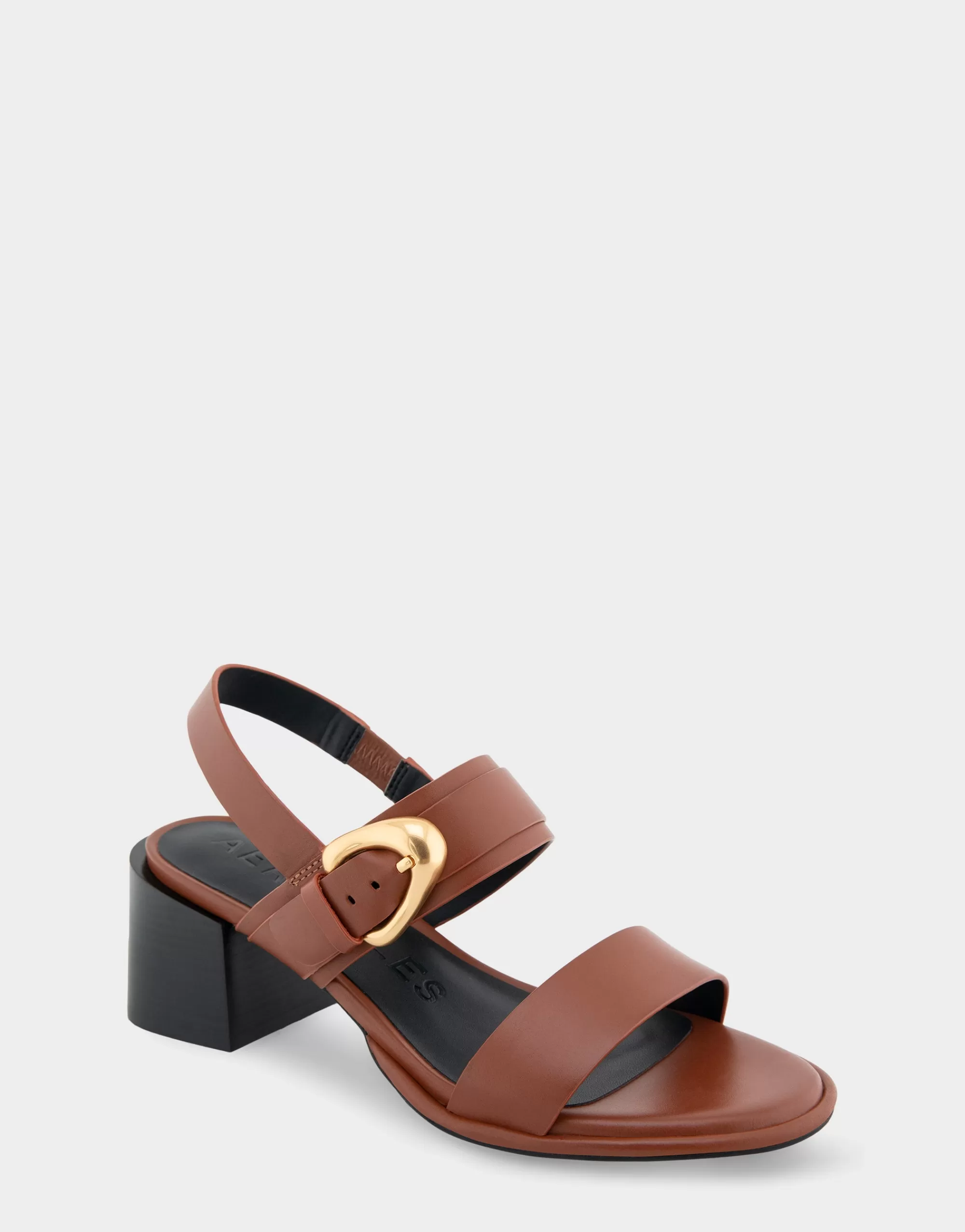Aerosoles Dress*Comfortable Women's Two Band Slingback Block Heel Sandal in Gingerbread Leather