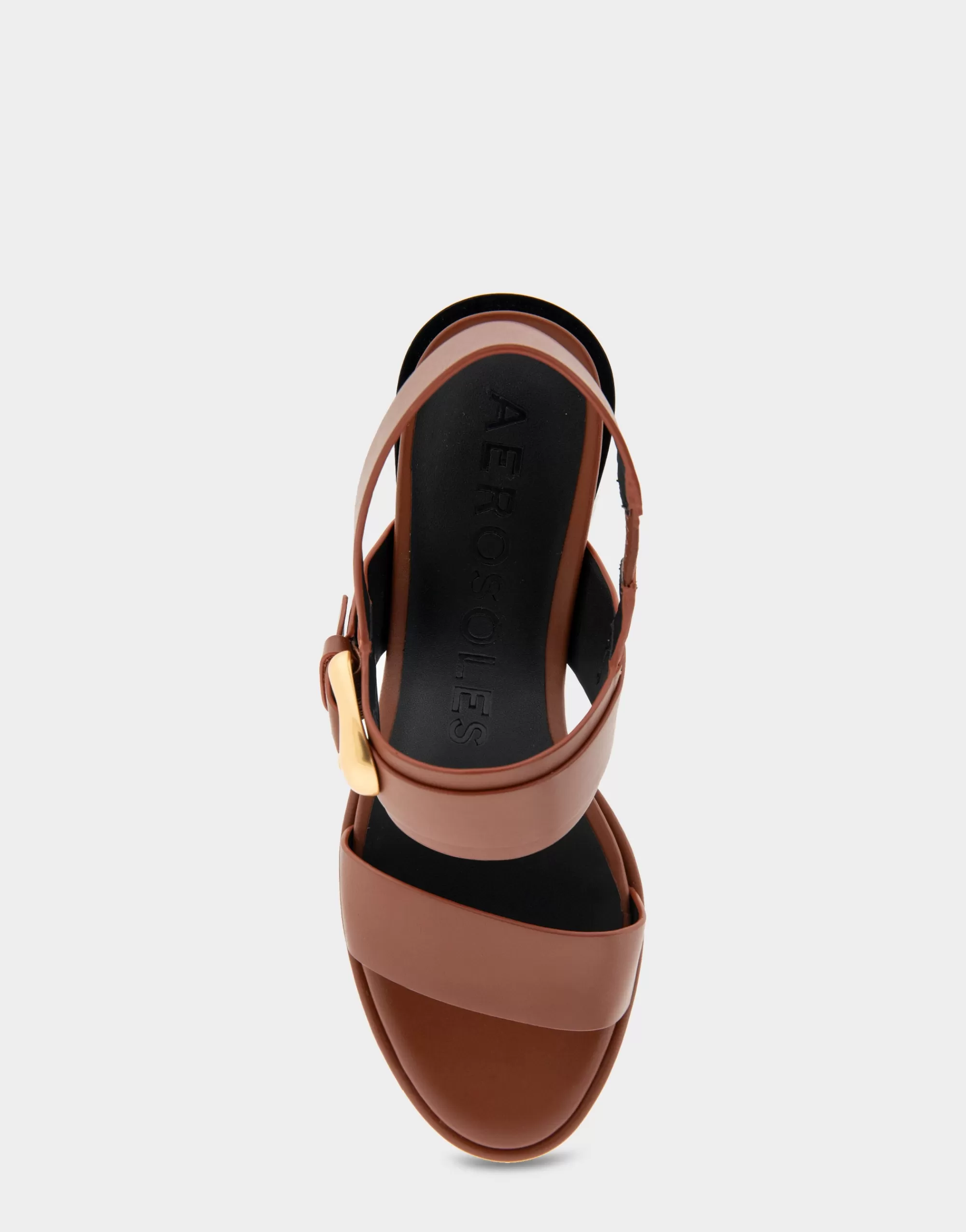 Aerosoles Dress*Comfortable Women's Two Band Slingback Block Heel Sandal in Gingerbread Leather