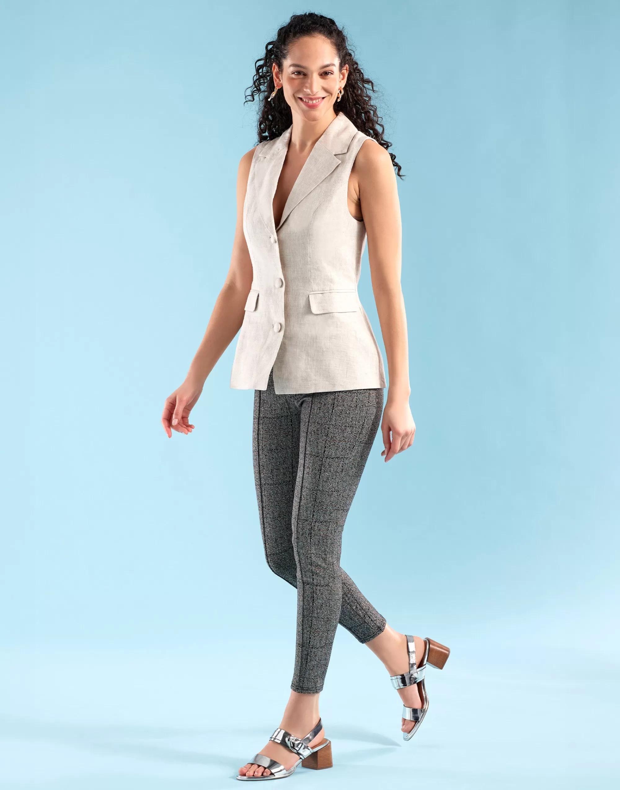 Aerosoles Dress*Comfortable Women's Two Band Slingback Block Heel Sandal in Silver Mirror Metallic Faux Leather