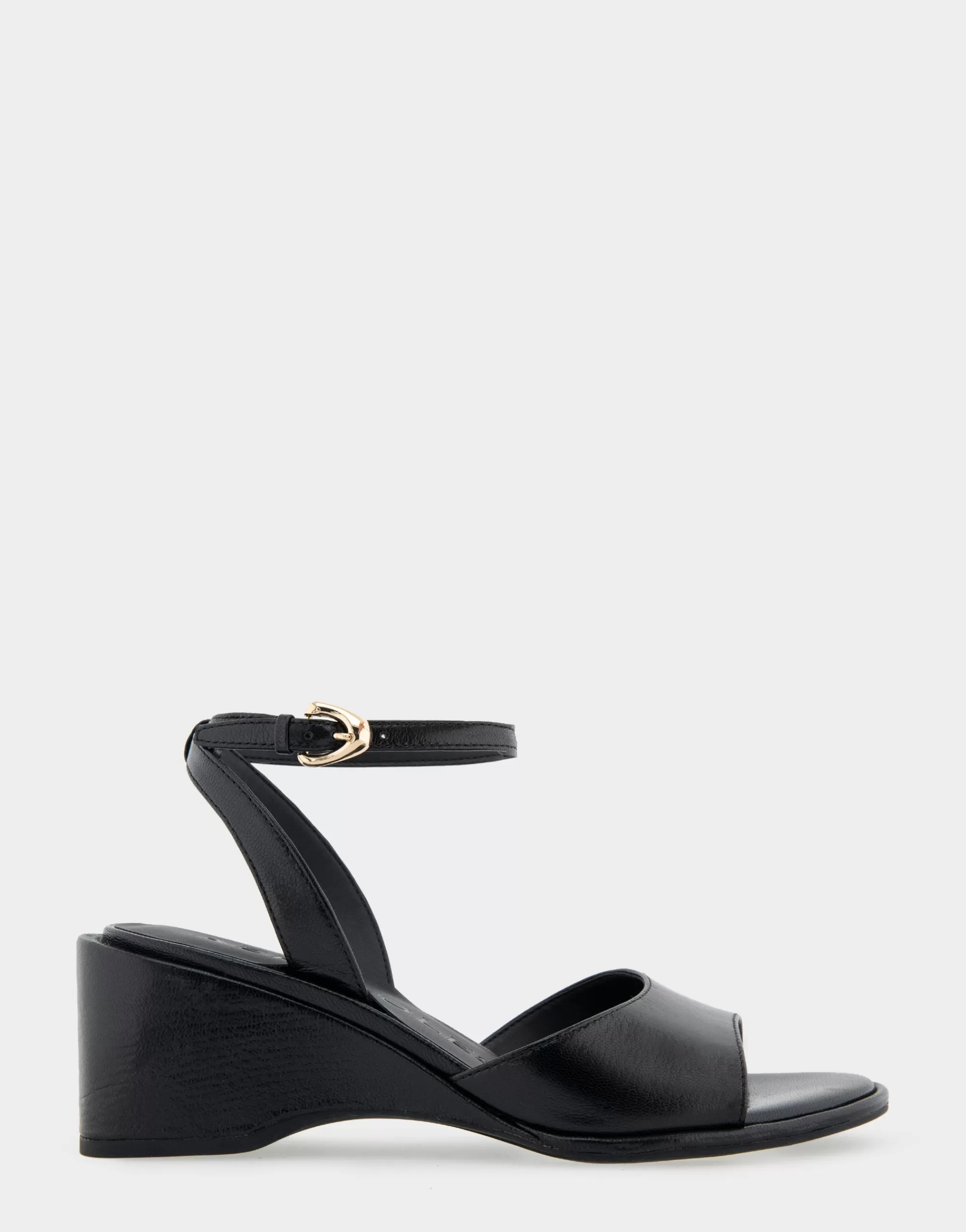 Aerosoles Dress | Wedges*Comfortable Women's Two Piece Ankle Strap Wedge Sandal in Black Leather