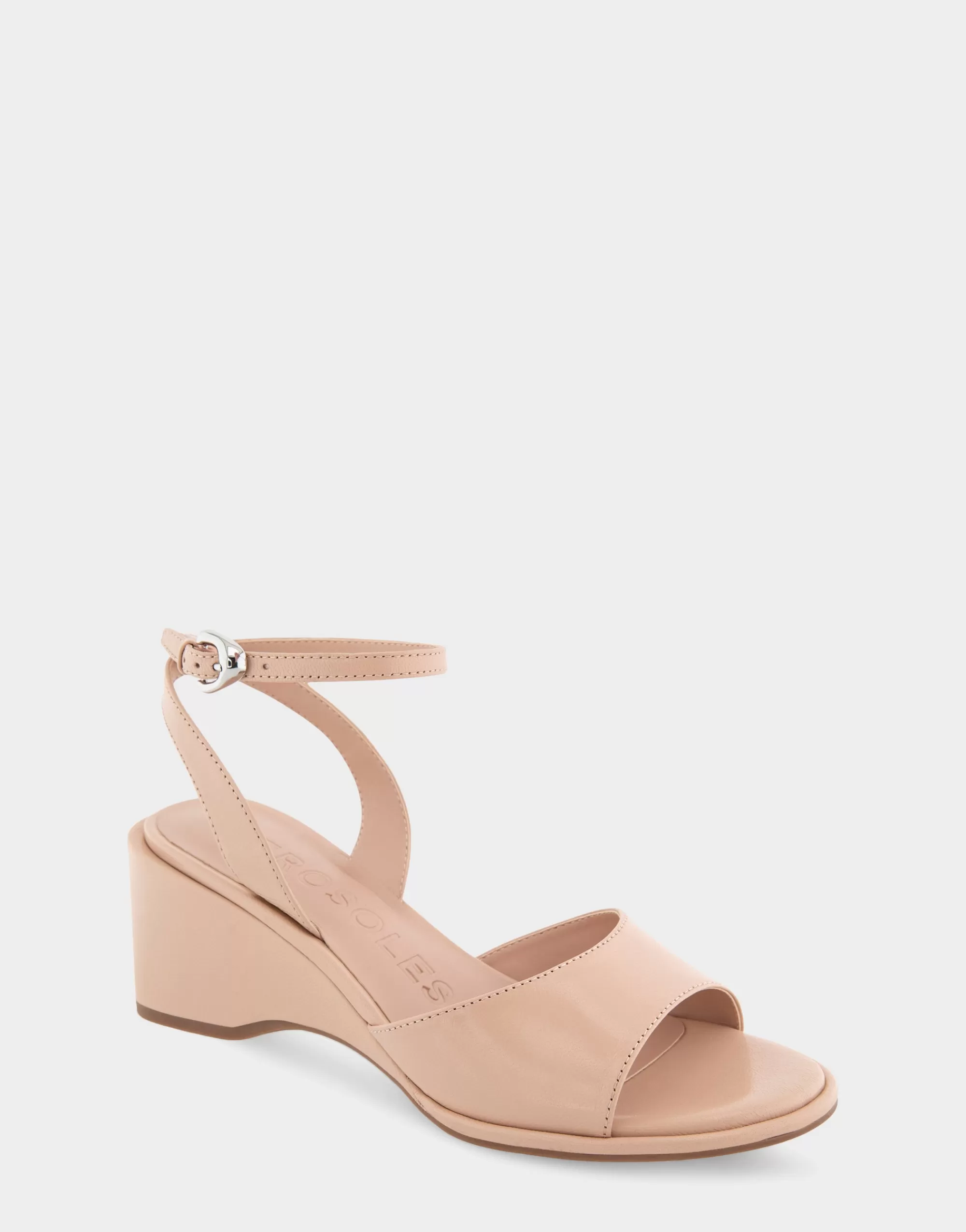 Aerosoles Dress | Wedges*Comfortable Women's Two Piece Ankle Strap Wedge Sandal in Cipria Leather