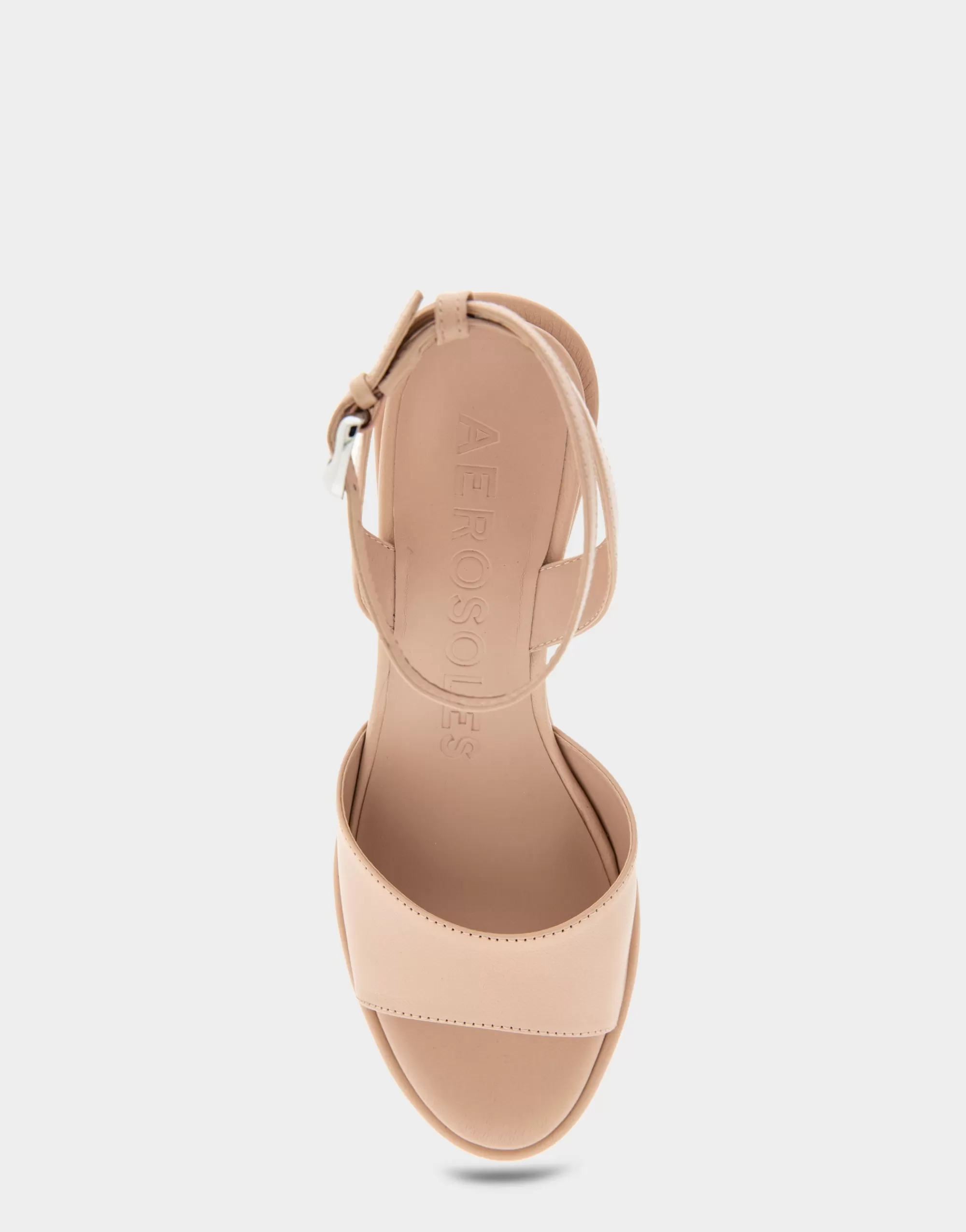 Aerosoles Dress | Wedges*Comfortable Women's Two Piece Ankle Strap Wedge Sandal in Cipria Leather