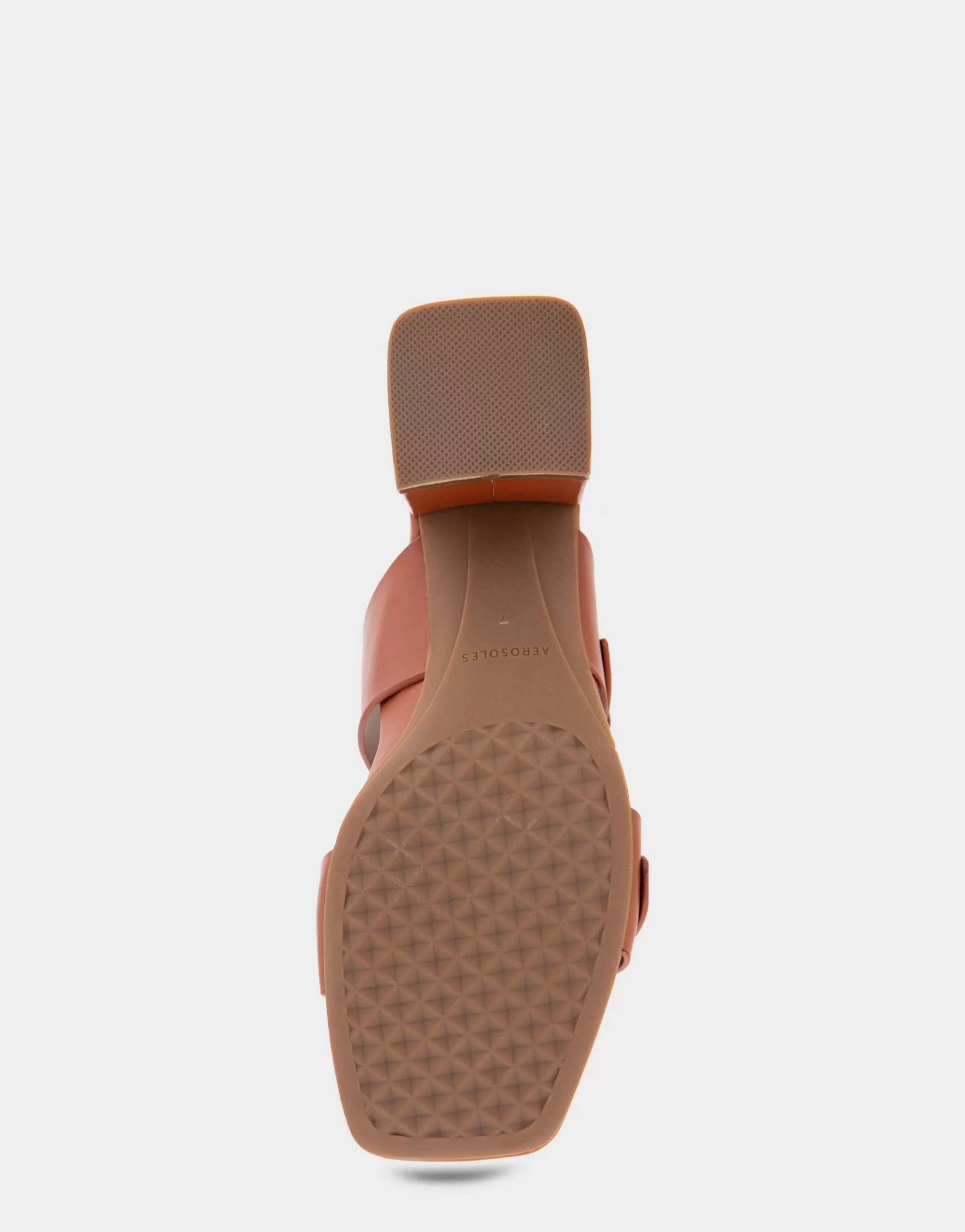 Aerosoles Slides*Comfortable Women's Two Strap Block Heel Slide Sandal in Gingerbread Leather