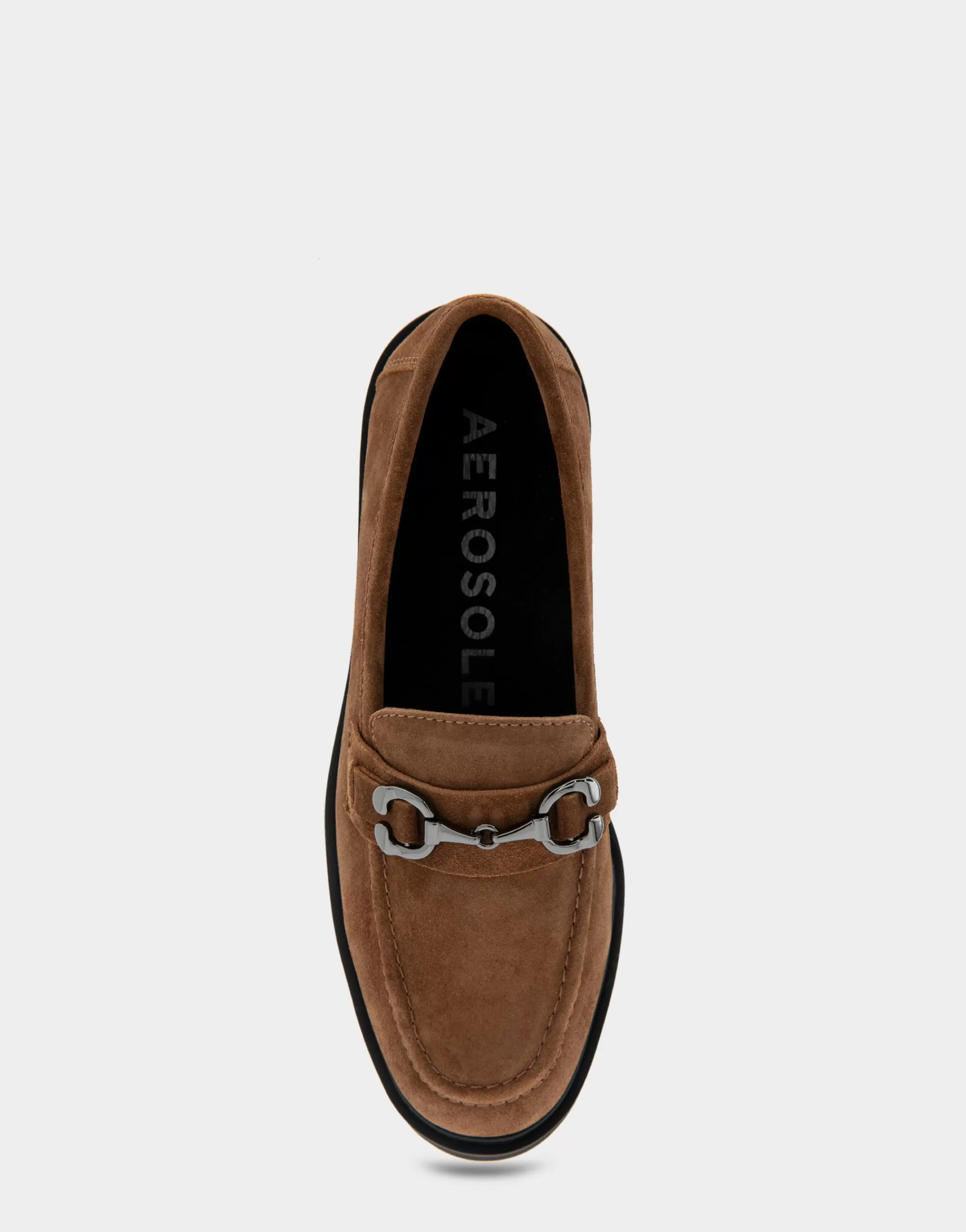 Aerosoles Wide Width Flats | Loafers*Comfortable Women's Ultralight Lug Loafer With Horsebit Detail in Tobacco Faux Suede Faux Suede