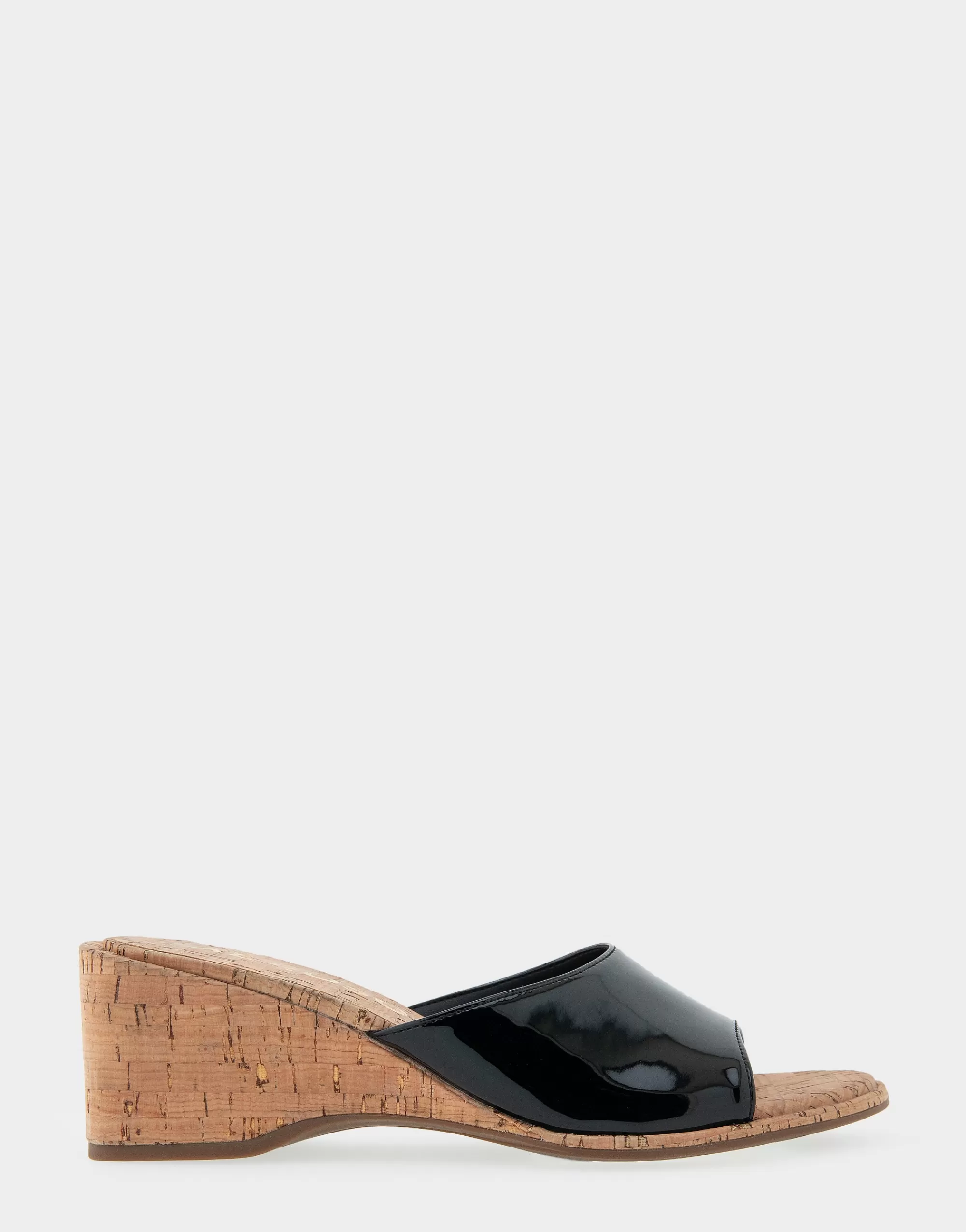 Aerosoles Slides | Dress*Comfortable Women's Wedge Slide Sandal in Black Patent Faux Leather
