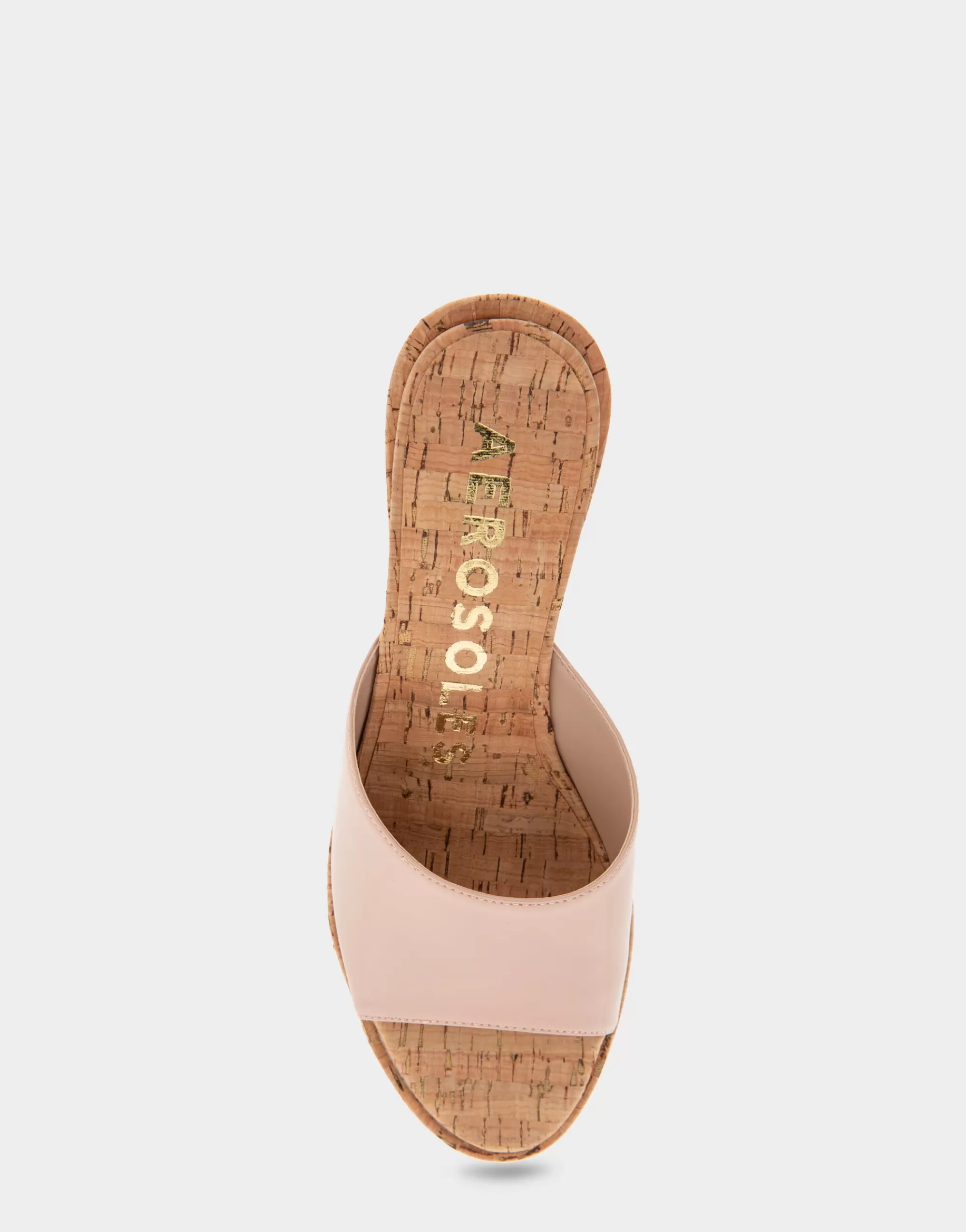 Aerosoles Slides | Dress*Comfortable Women's Wedge Slide Sandal in Cipria Patent Faux Leather